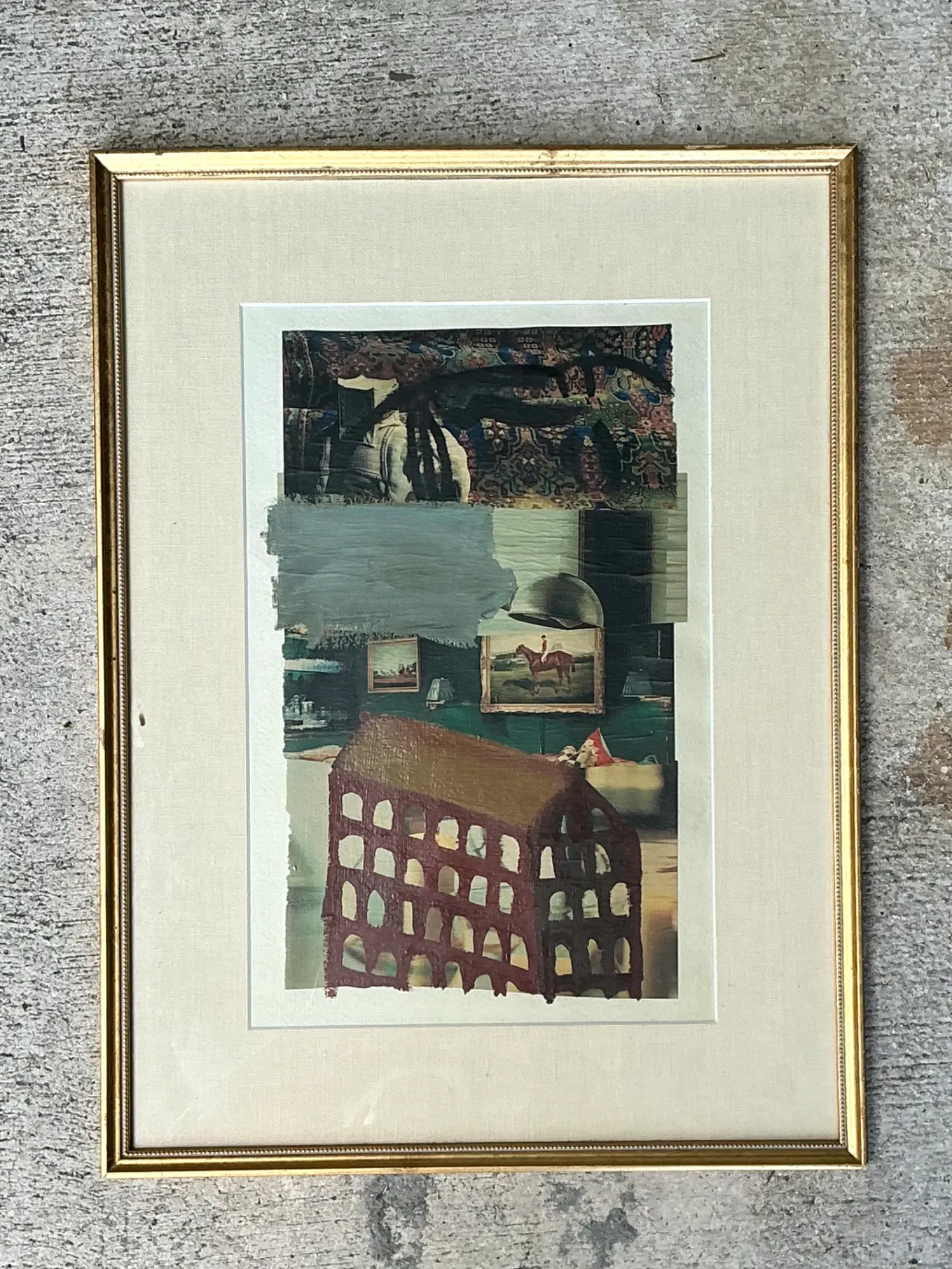 Vintage Framed Mixed Media Artwork on Paper — additional photo 7