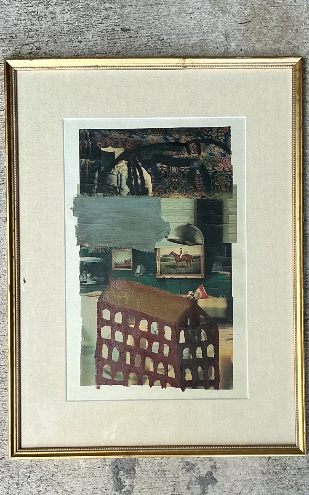 Vintage Framed Mixed Media Artwork on Paper — additional photo 7
