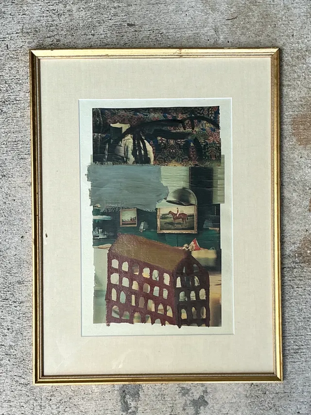 Vintage Framed Mixed Media Artwork on Paper — additional photo 7