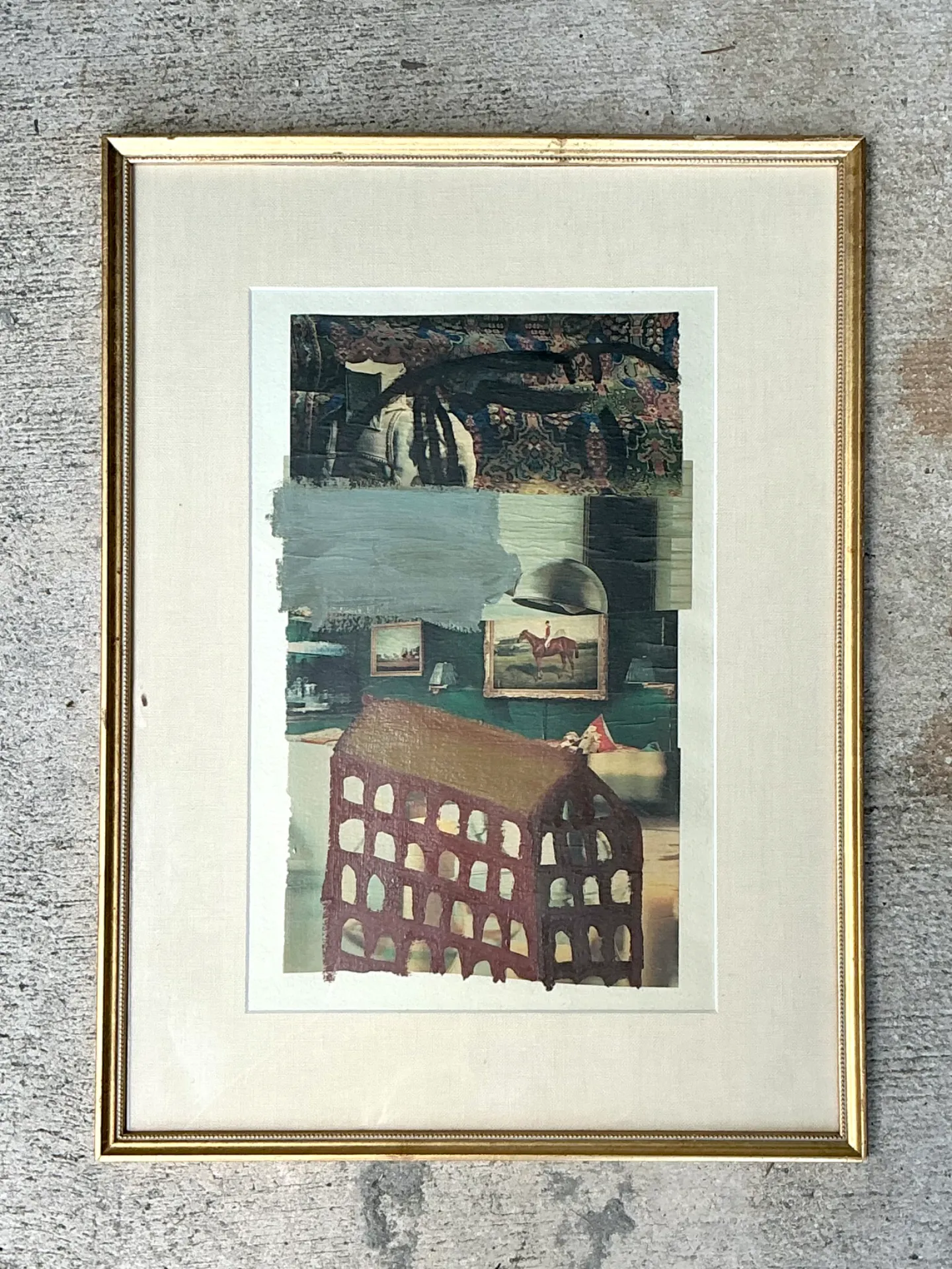 Vintage Framed Mixed Media Artwork on Paper — additional photo 8