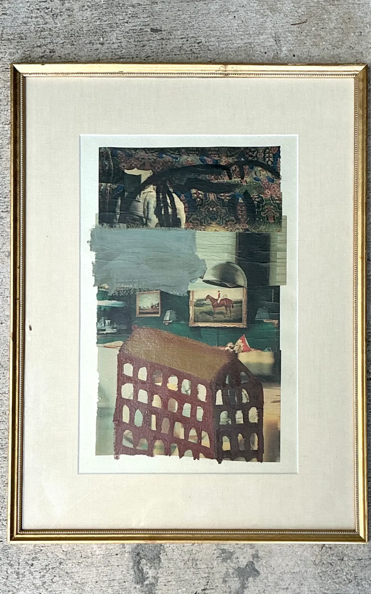 Vintage Framed Mixed Media Artwork on Paper — additional photo 8