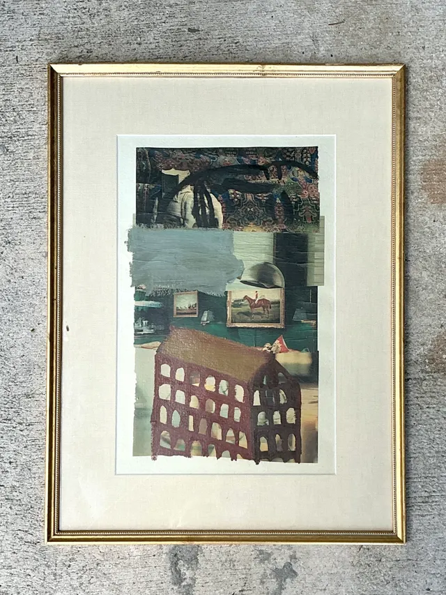 Vintage Framed Mixed Media Artwork on Paper — additional photo 8