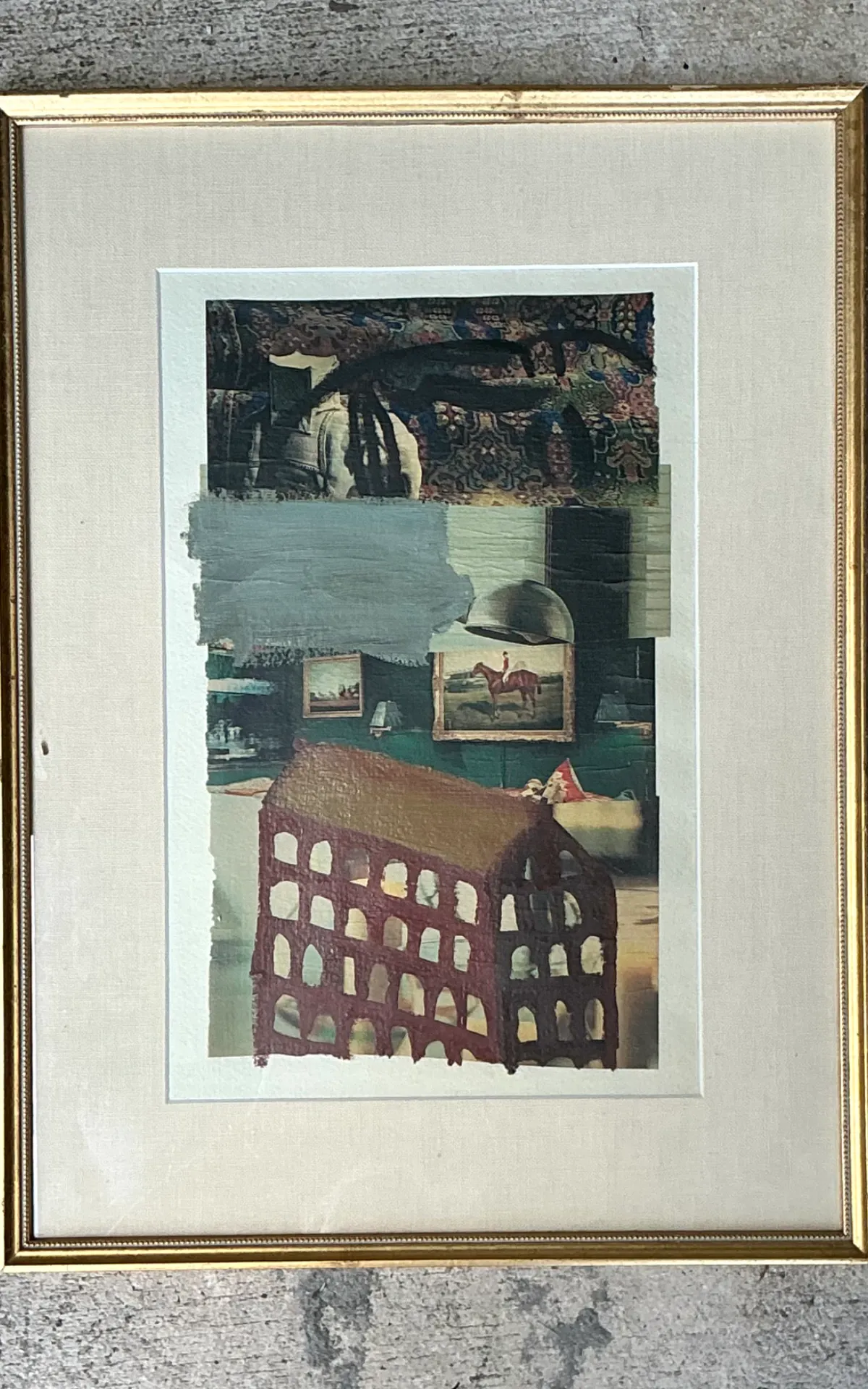 Vintage Framed Mixed Media Artwork on Paper — additional photo 2