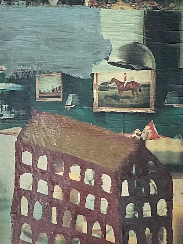Vintage Framed Mixed Media Artwork on Paper — additional photo 4