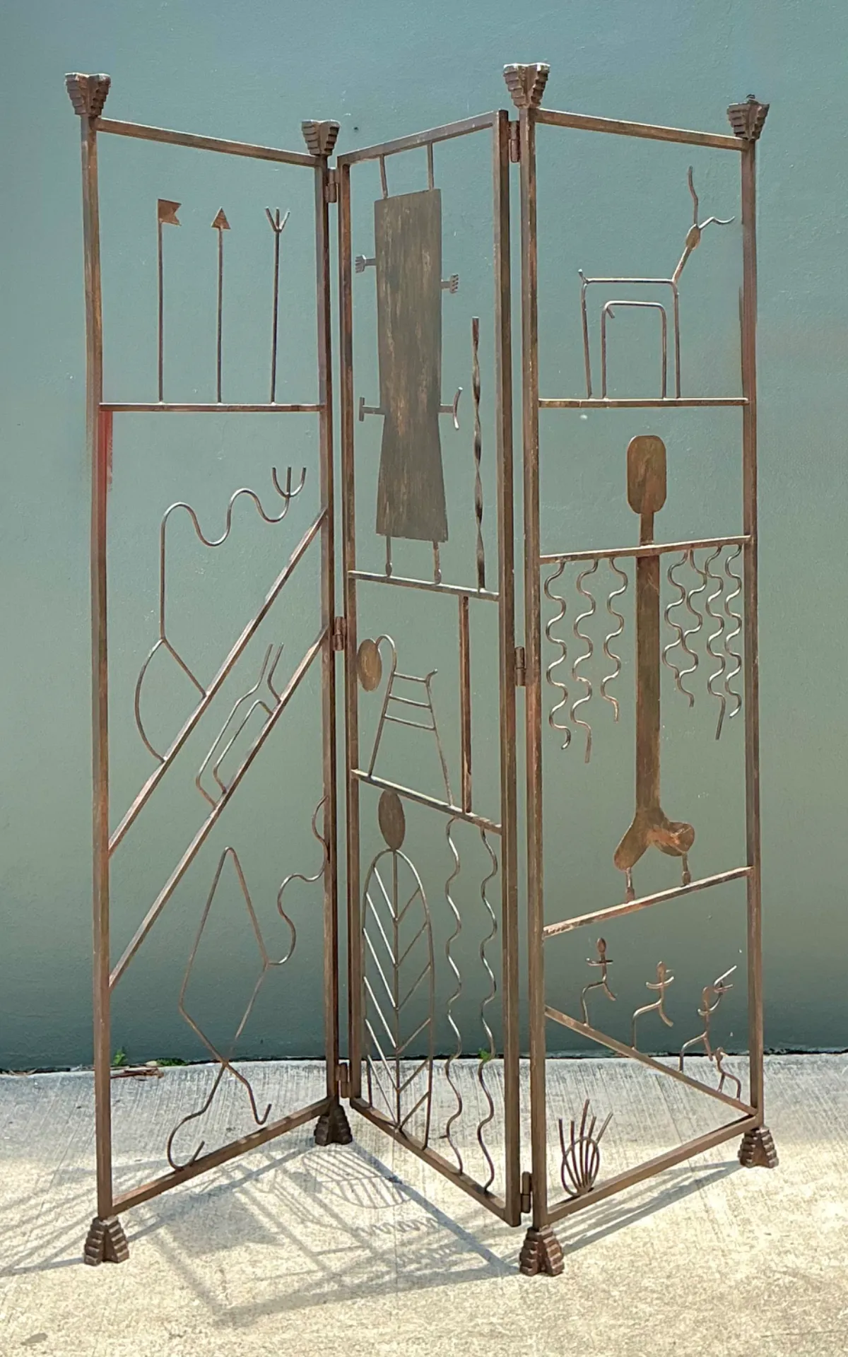 Vintage Iron Abstract Figurative Folding Screen — additional photo 2