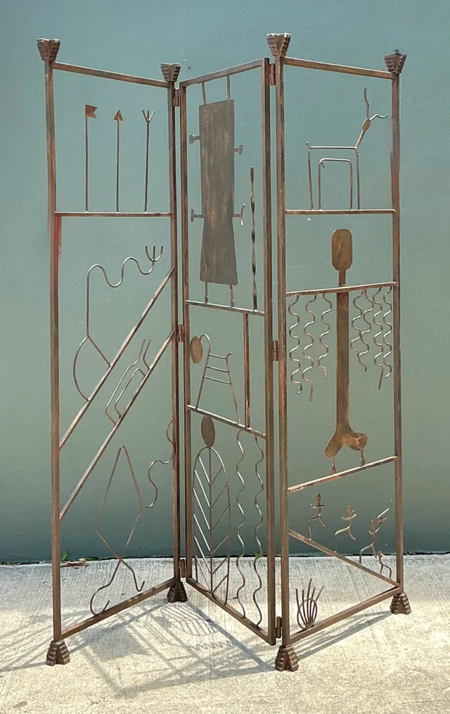 Vintage Iron Abstract Figurative Folding Screen — additional photo 2
