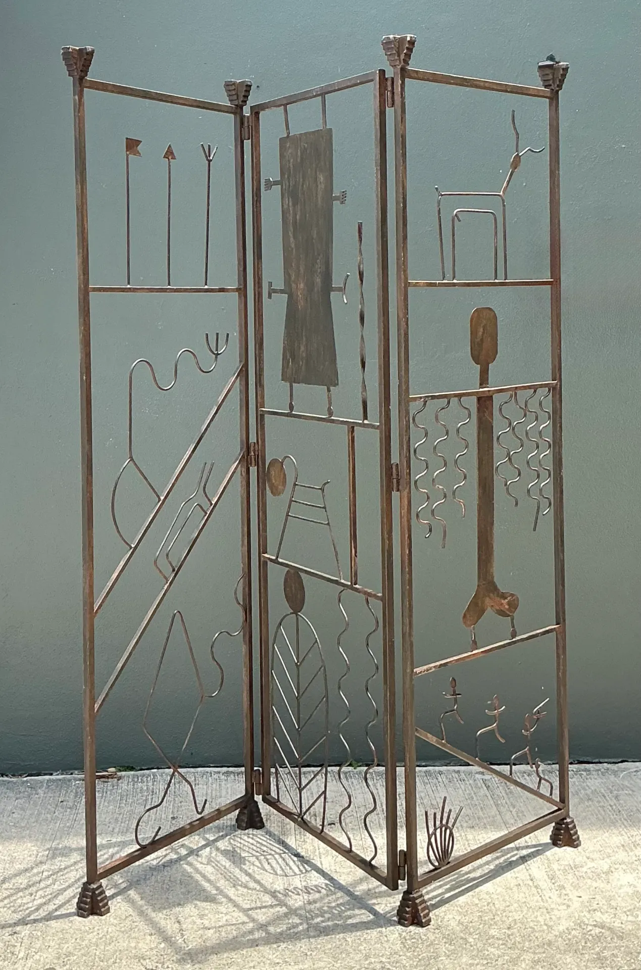 Vintage Iron Abstract Figurative Folding Screen — additional photo 4