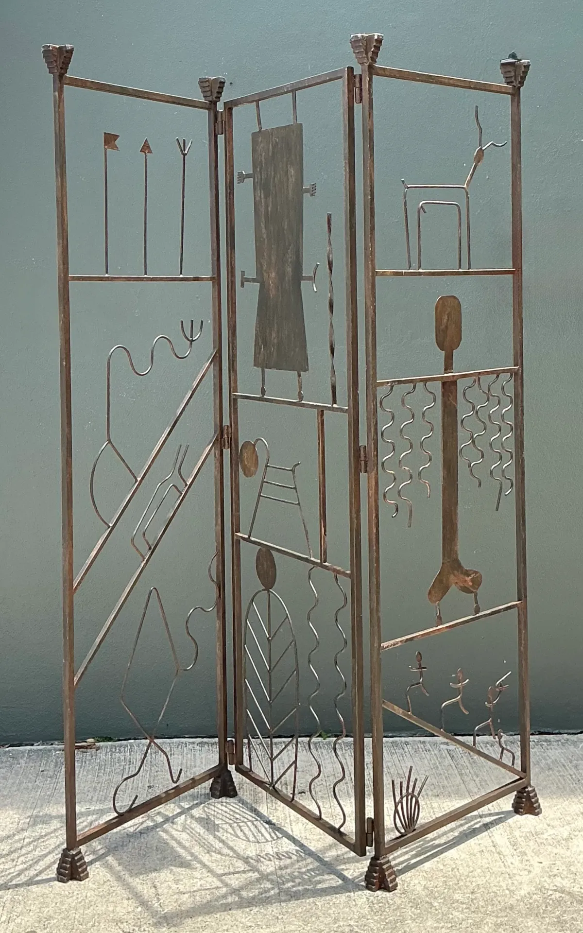 Vintage Iron Abstract Figurative Folding Screen — additional photo 4