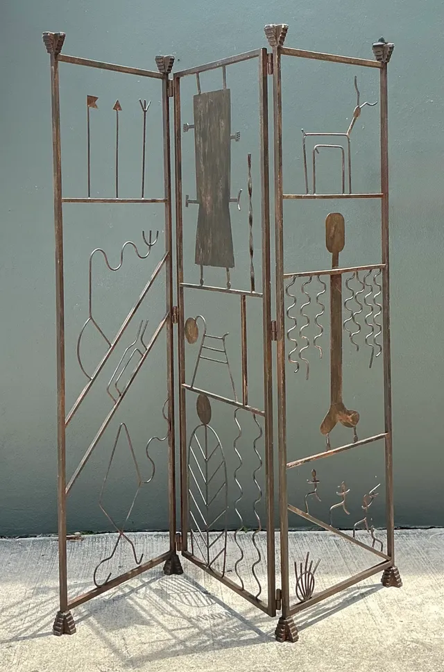 Vintage Iron Abstract Figurative Folding Screen — additional photo 4