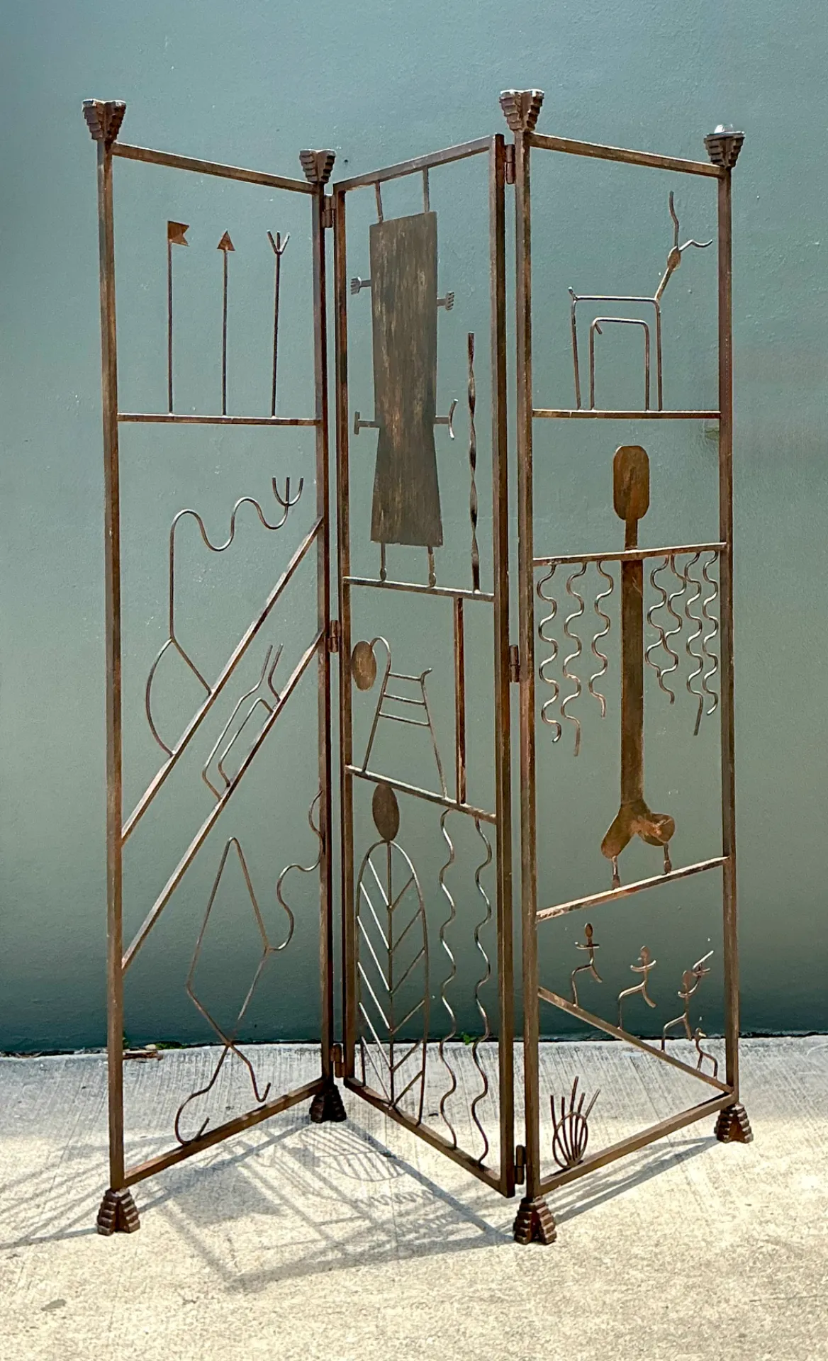 Vintage Iron Abstract Figurative Folding Screen — additional photo 6
