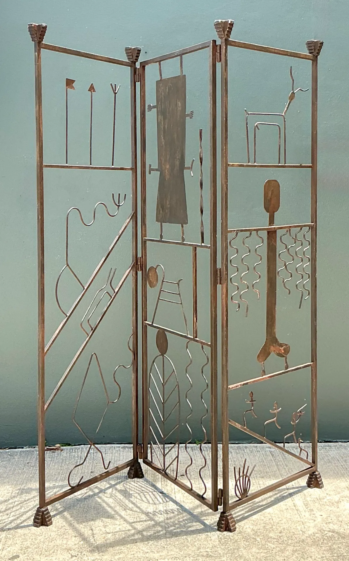 Vintage Iron Abstract Figurative Folding Screen — additional photo 8