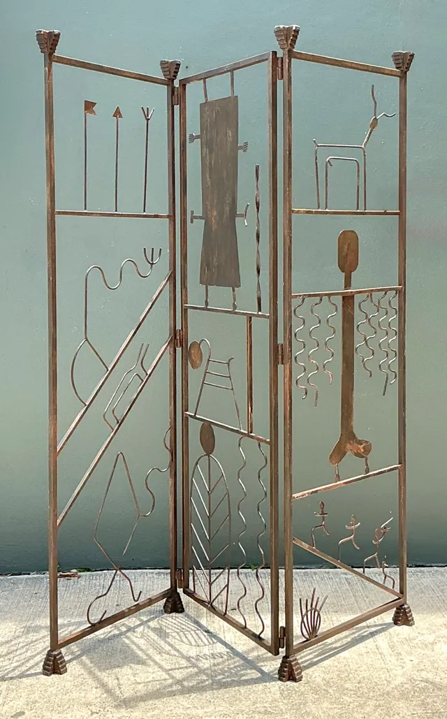 Vintage Iron Abstract Figurative Folding Screen — additional photo 8
