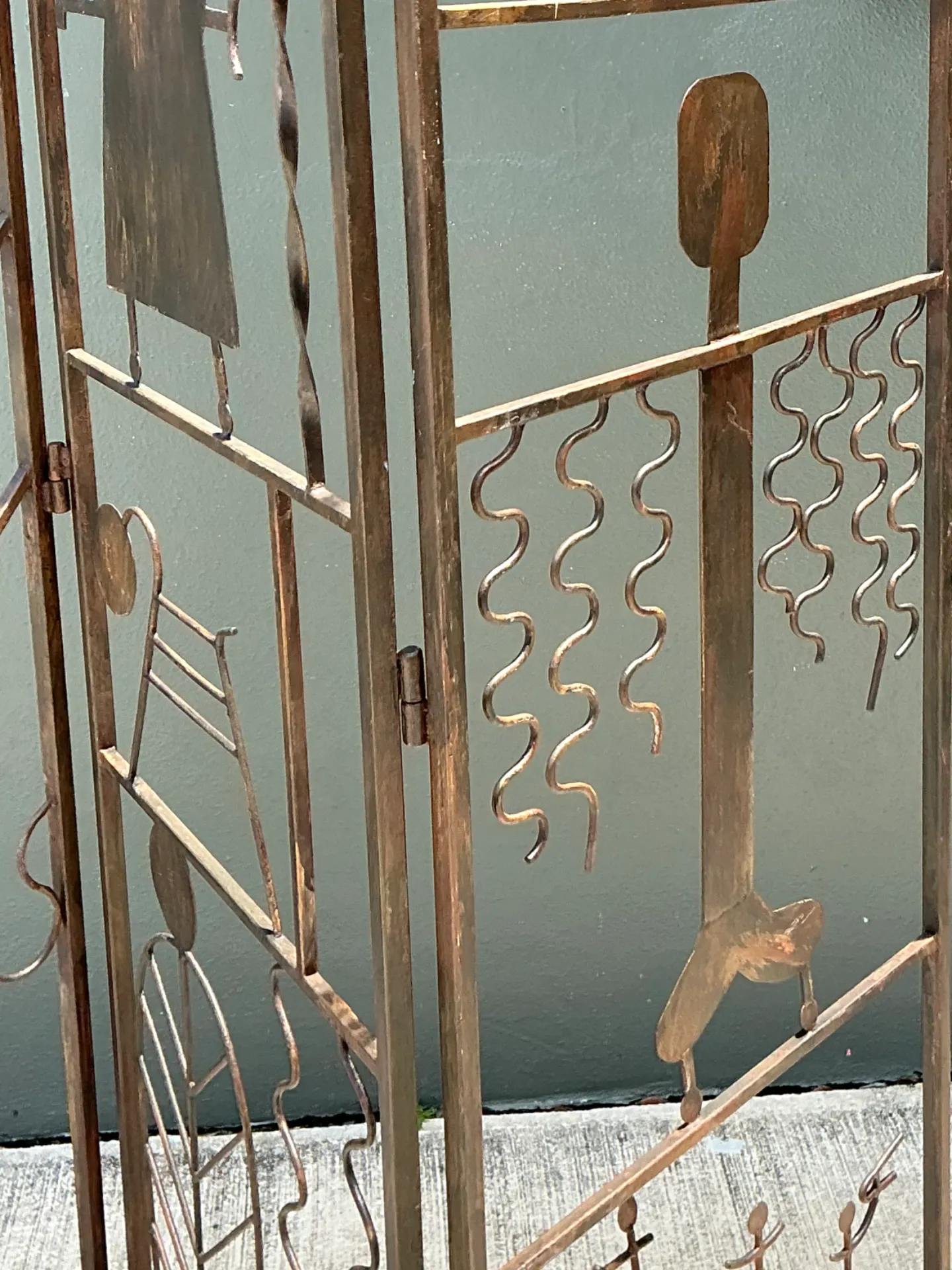Vintage Iron Abstract Figurative Folding Screen — additional photo 3