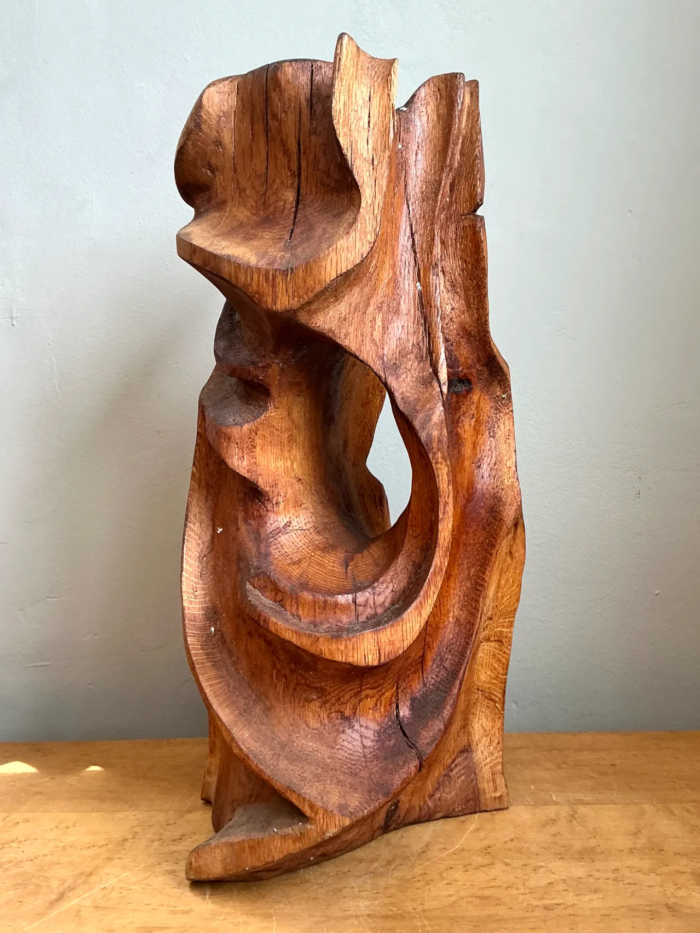 Vintage Abstract Carved Wood Sculpture — additional photo 7