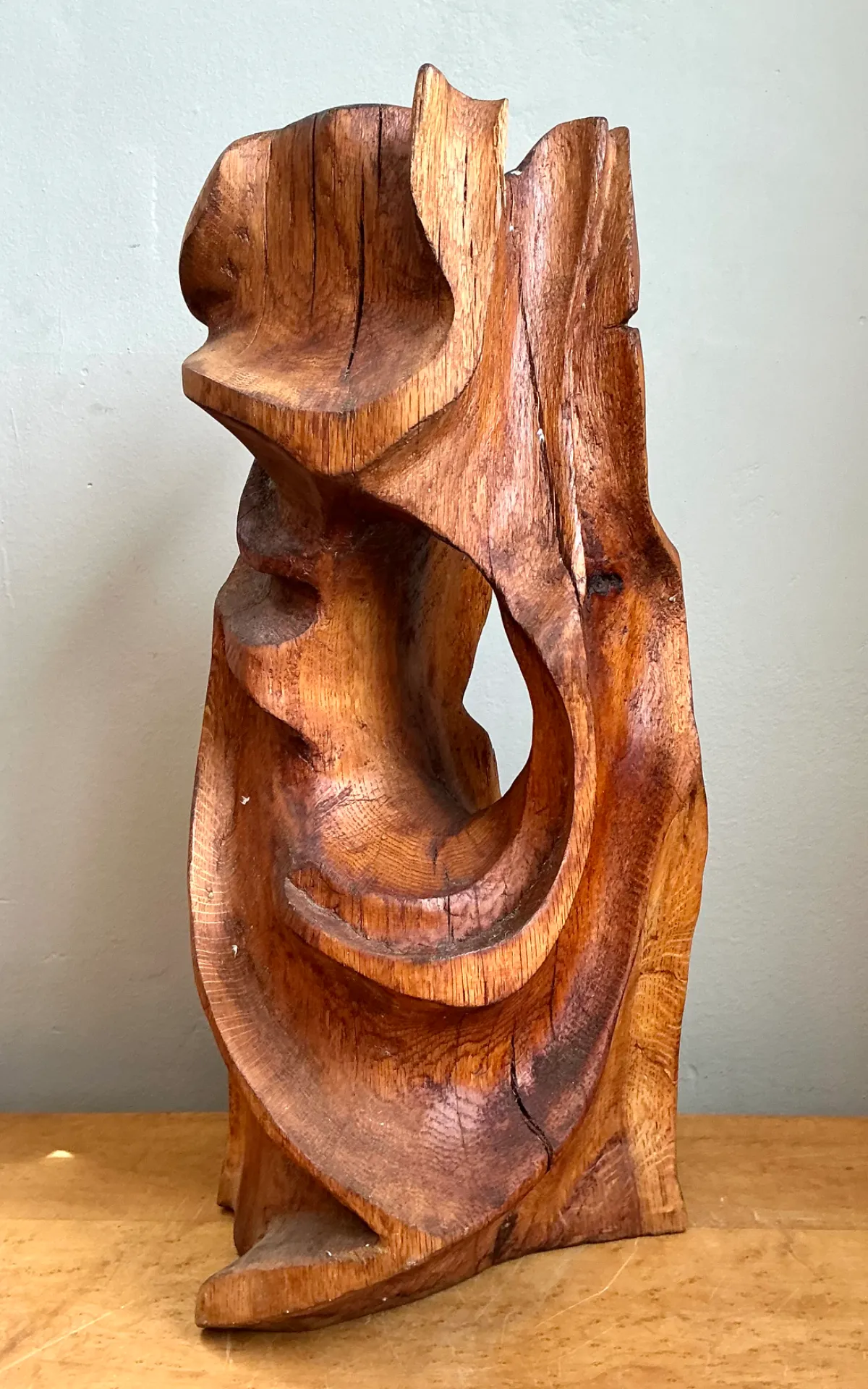 Vintage Abstract Carved Wood Sculpture — additional photo 3