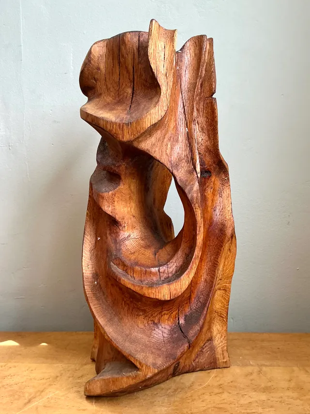 Vintage Abstract Carved Wood Sculpture — additional photo 3