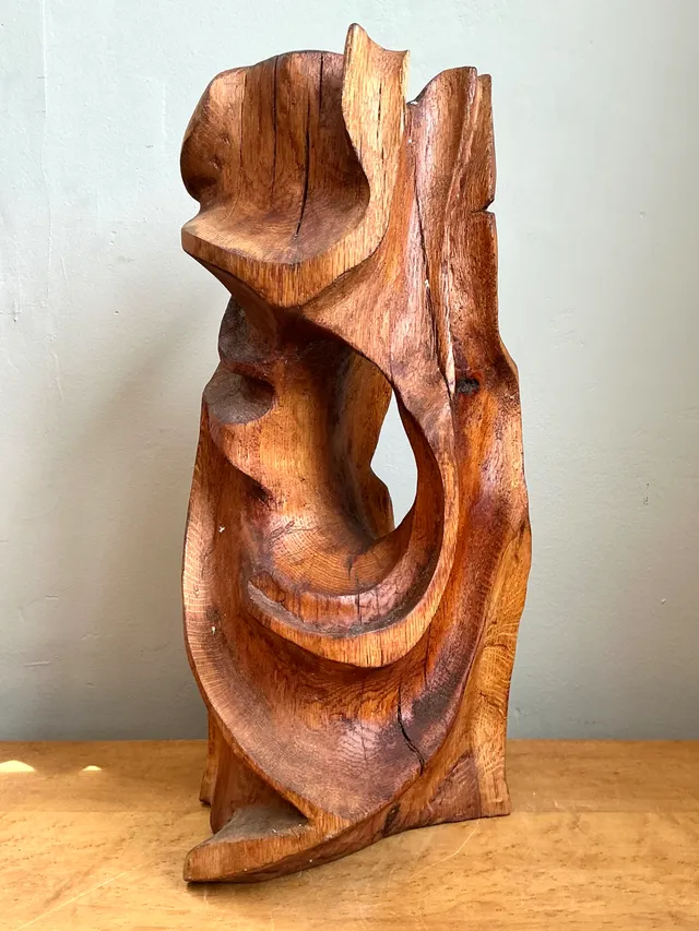 Vintage Abstract Carved Wood Sculpture — additional photo 5