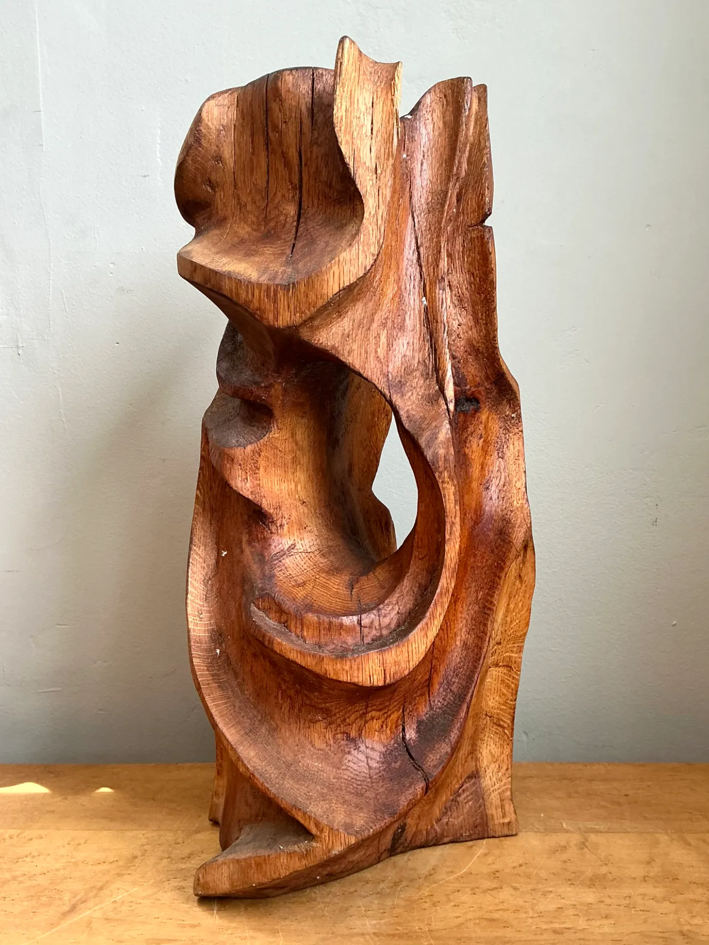 Vintage Abstract Carved Wood Sculpture — additional photo 8