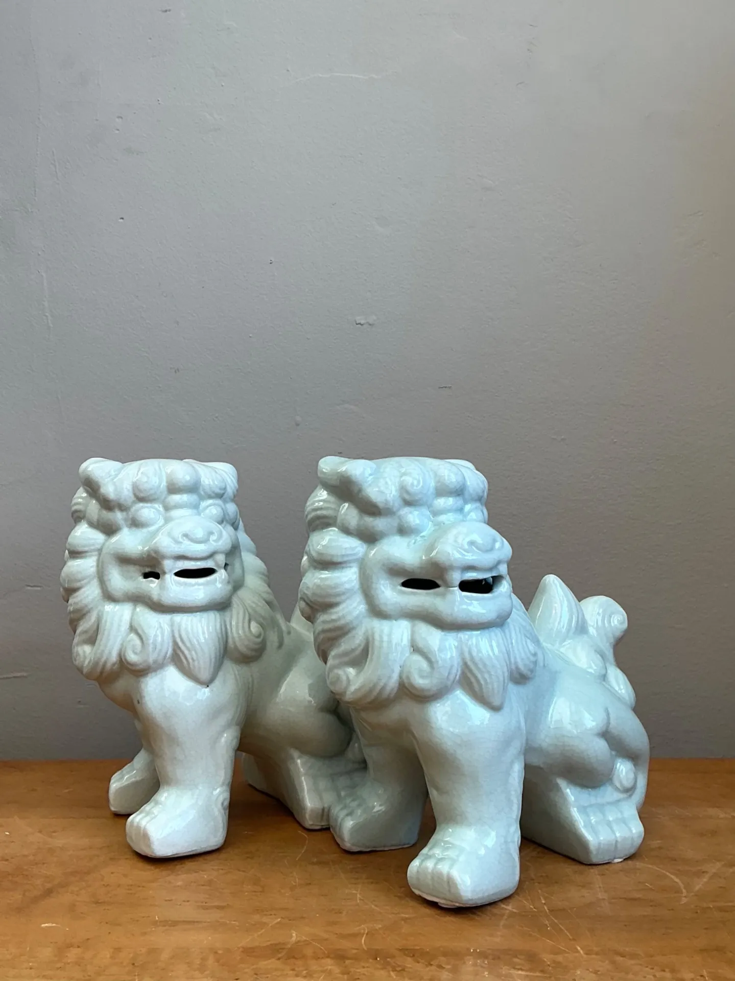 Vintage Celadon Glazed Foo Dogs - Set of 2 — additional photo 3