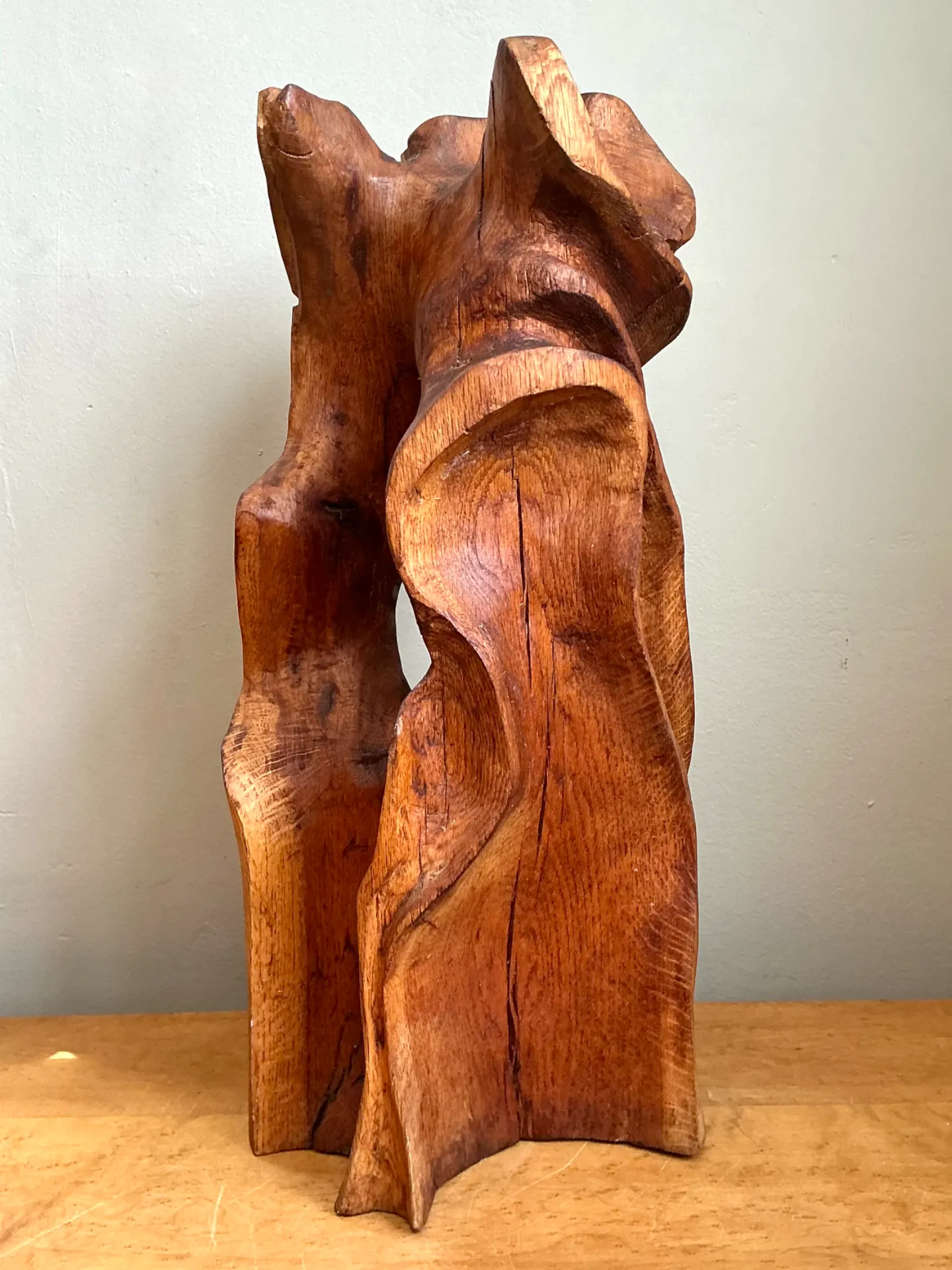 Vintage Abstract Carved Wood Sculpture — additional photo 1