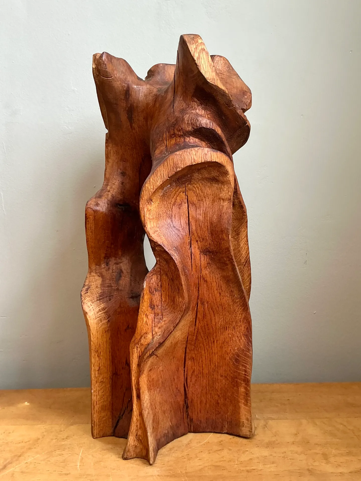 Vintage Abstract Carved Wood Sculpture — additional photo 2