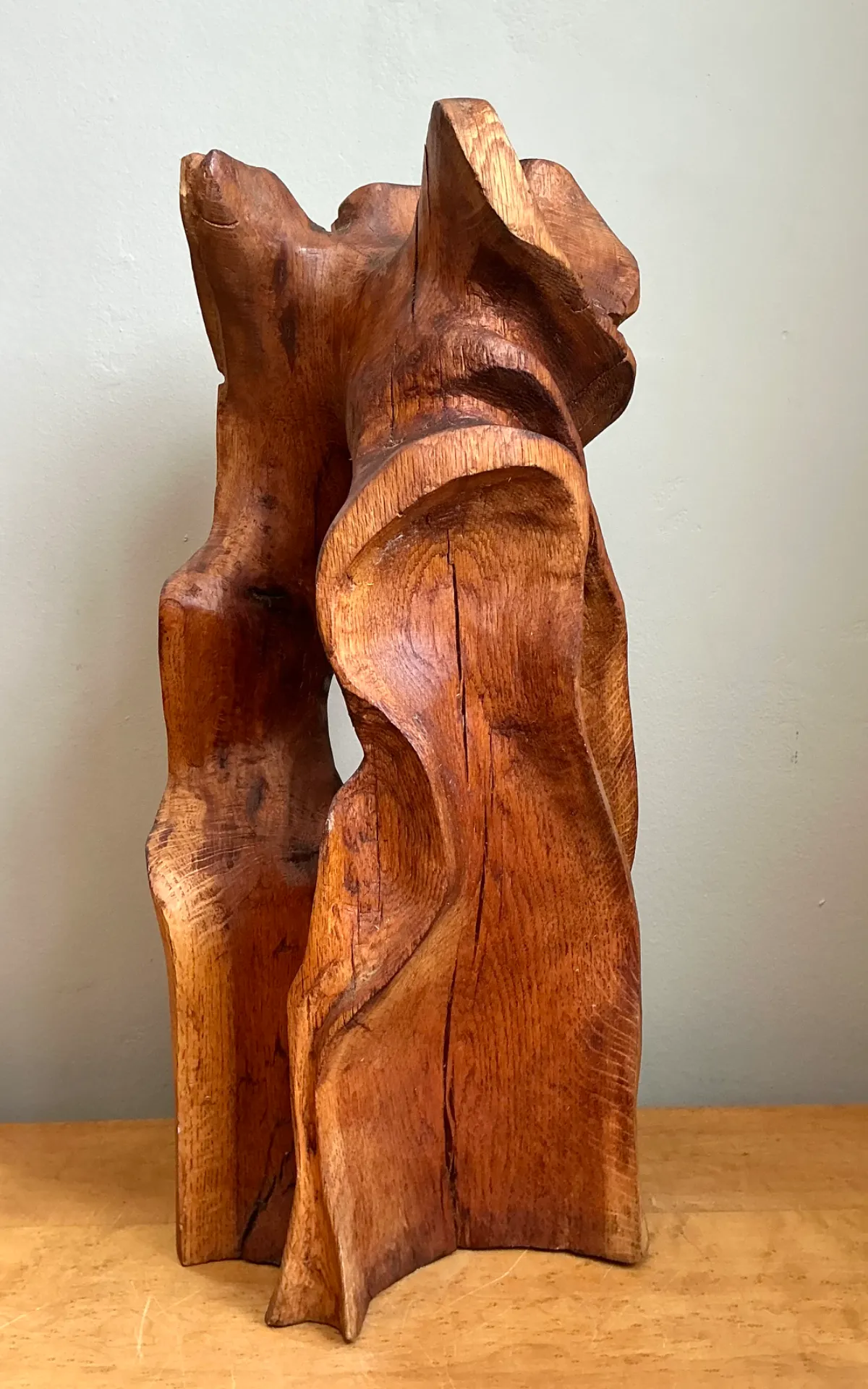 Vintage Abstract Carved Wood Sculpture — additional photo 2