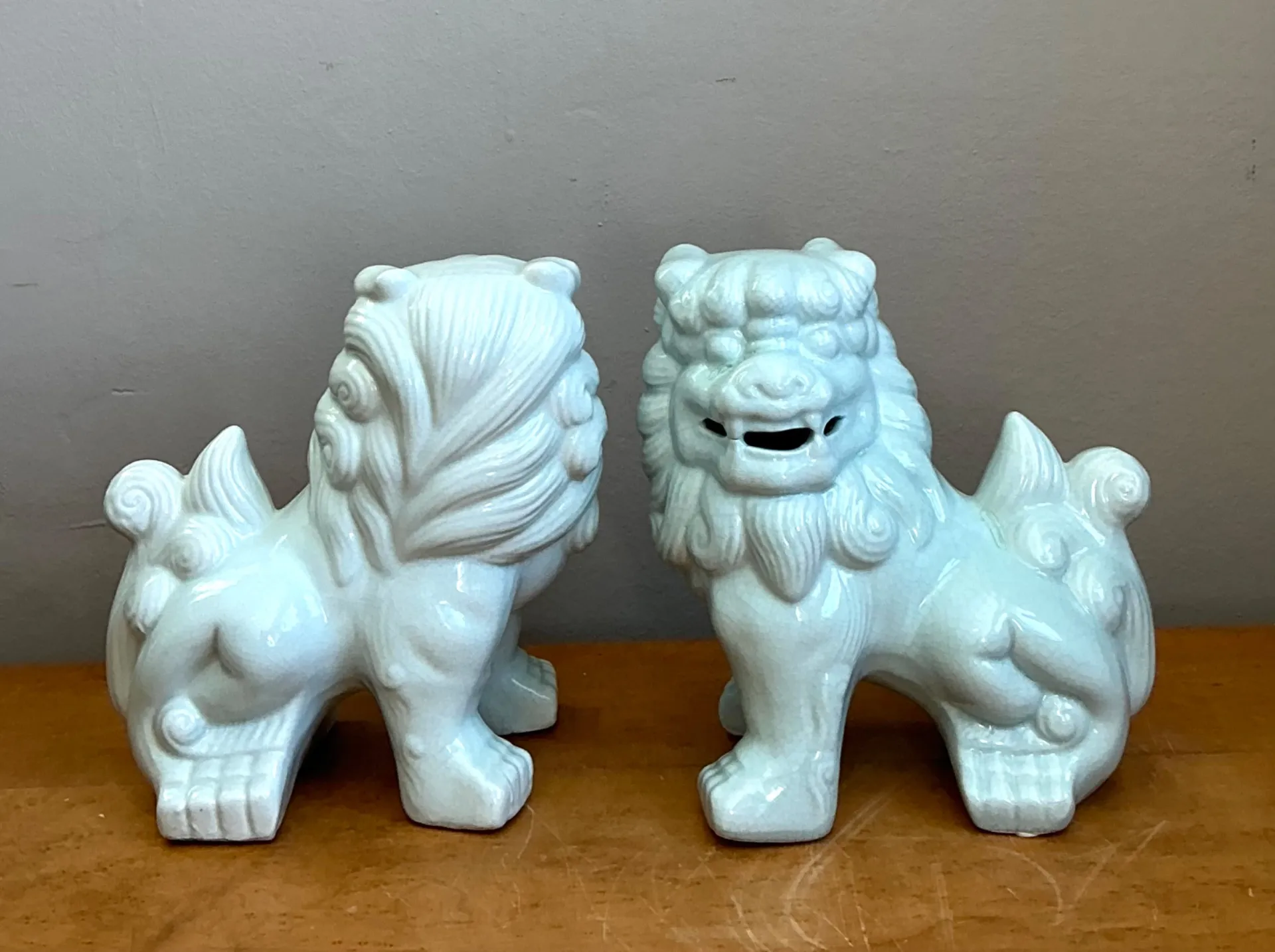Vintage Celadon Glazed Foo Dogs - Set of 2 — additional photo 5