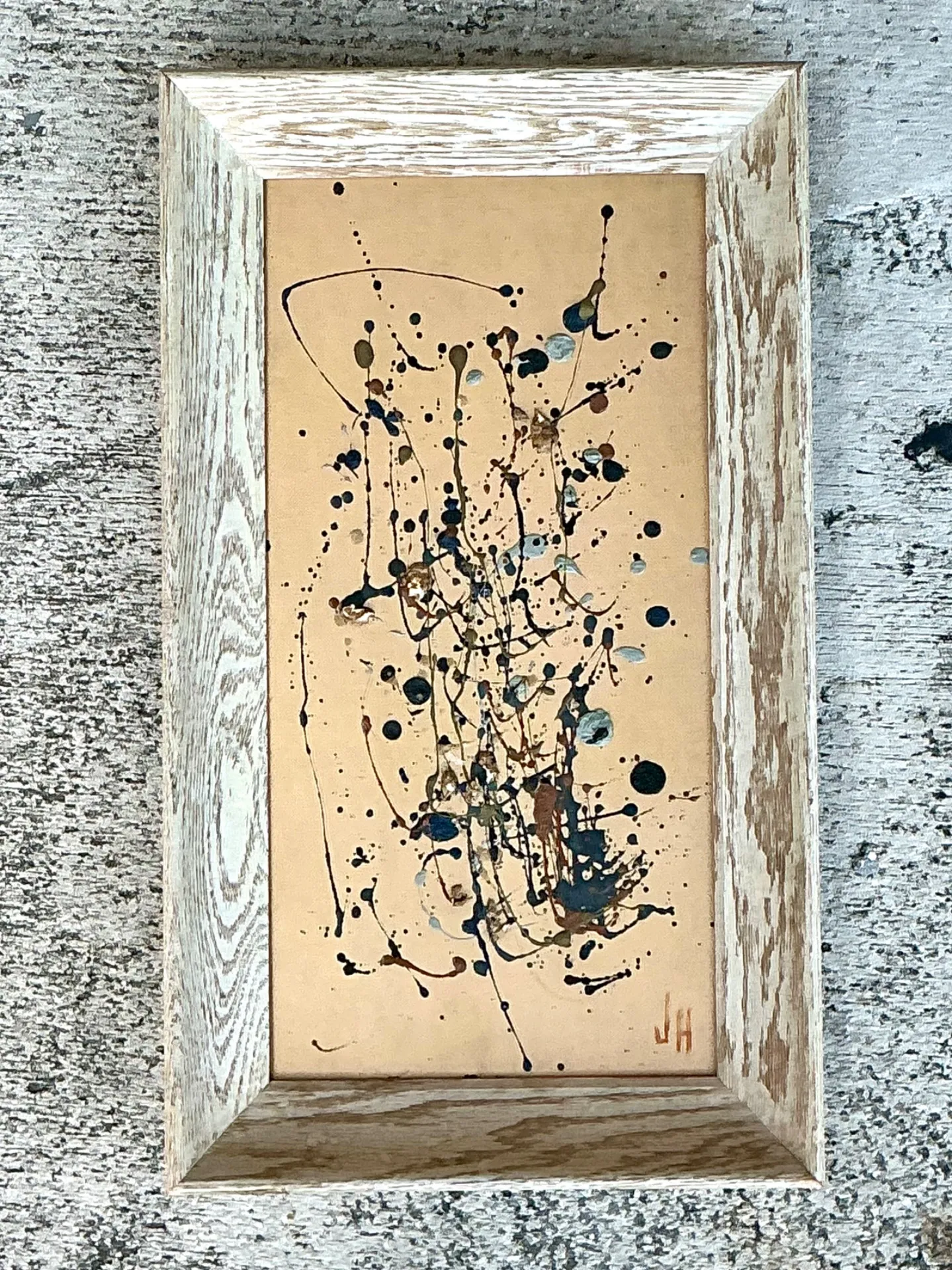 Vintage Abstract Drip Painting in Frame — additional photo 5