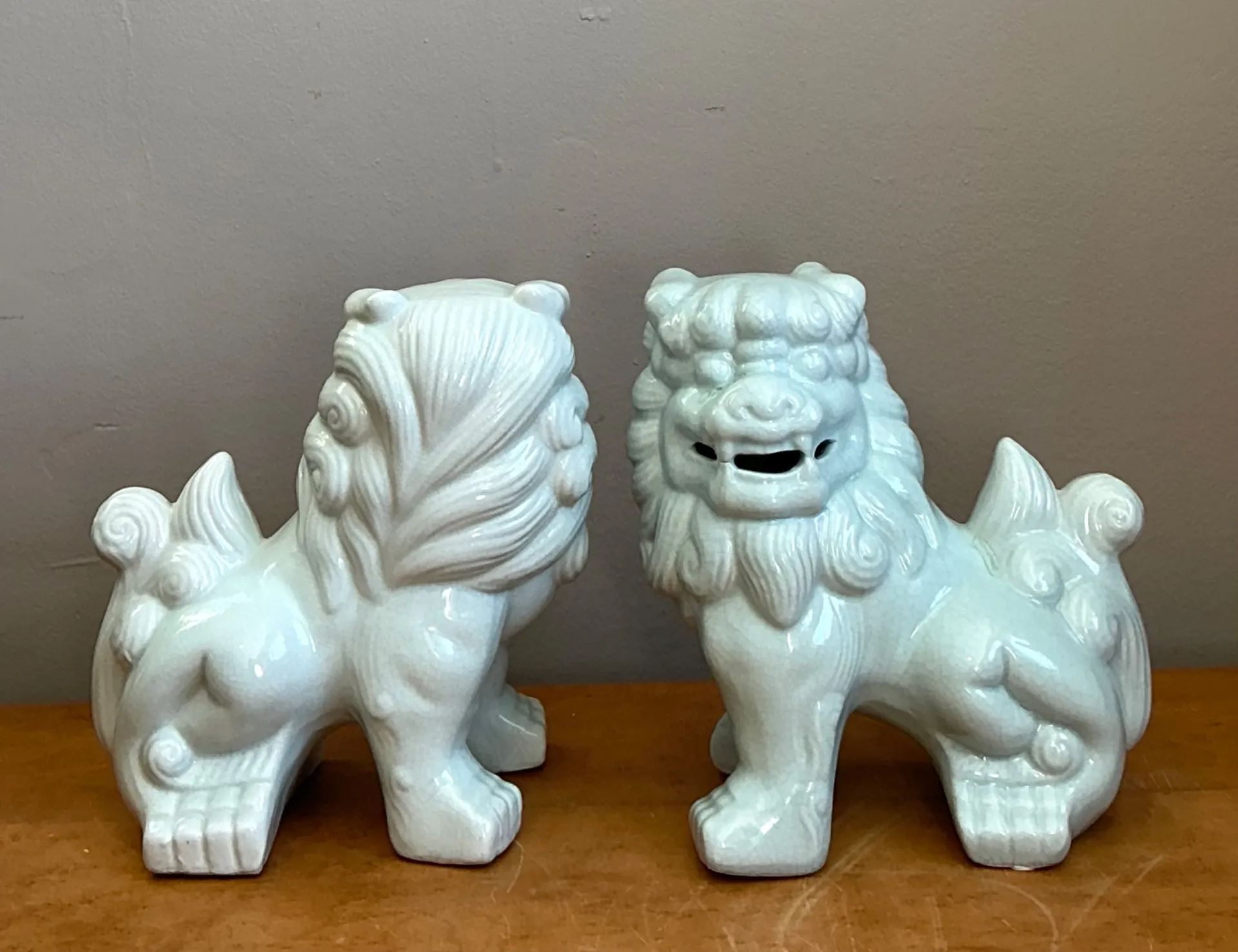 Vintage Celadon Glazed Foo Dogs - Set of 2 — additional photo 7
