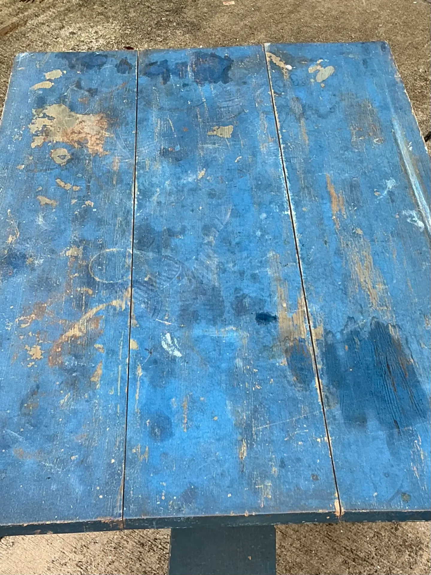 Vintage Distressed Blue Wood Side Table — additional photo 8