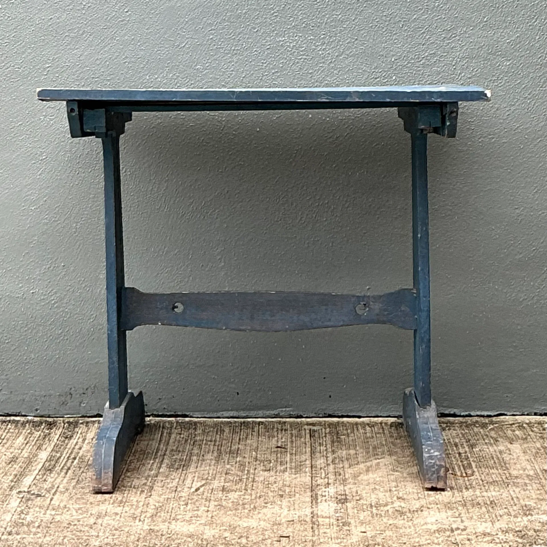 Vintage Distressed Blue Wood Side Table — additional photo 6