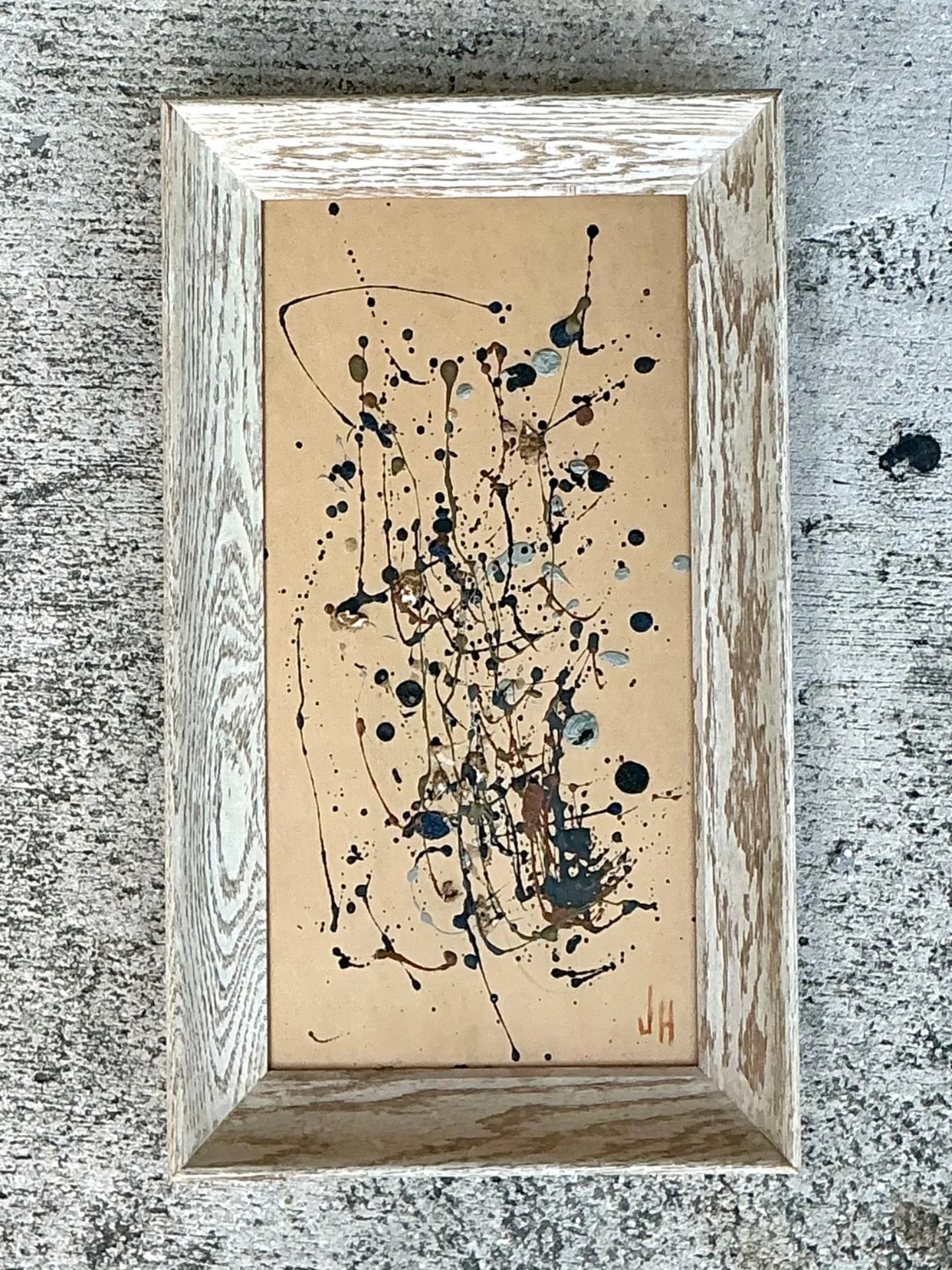 Vintage Abstract Drip Painting in Frame — additional photo 6