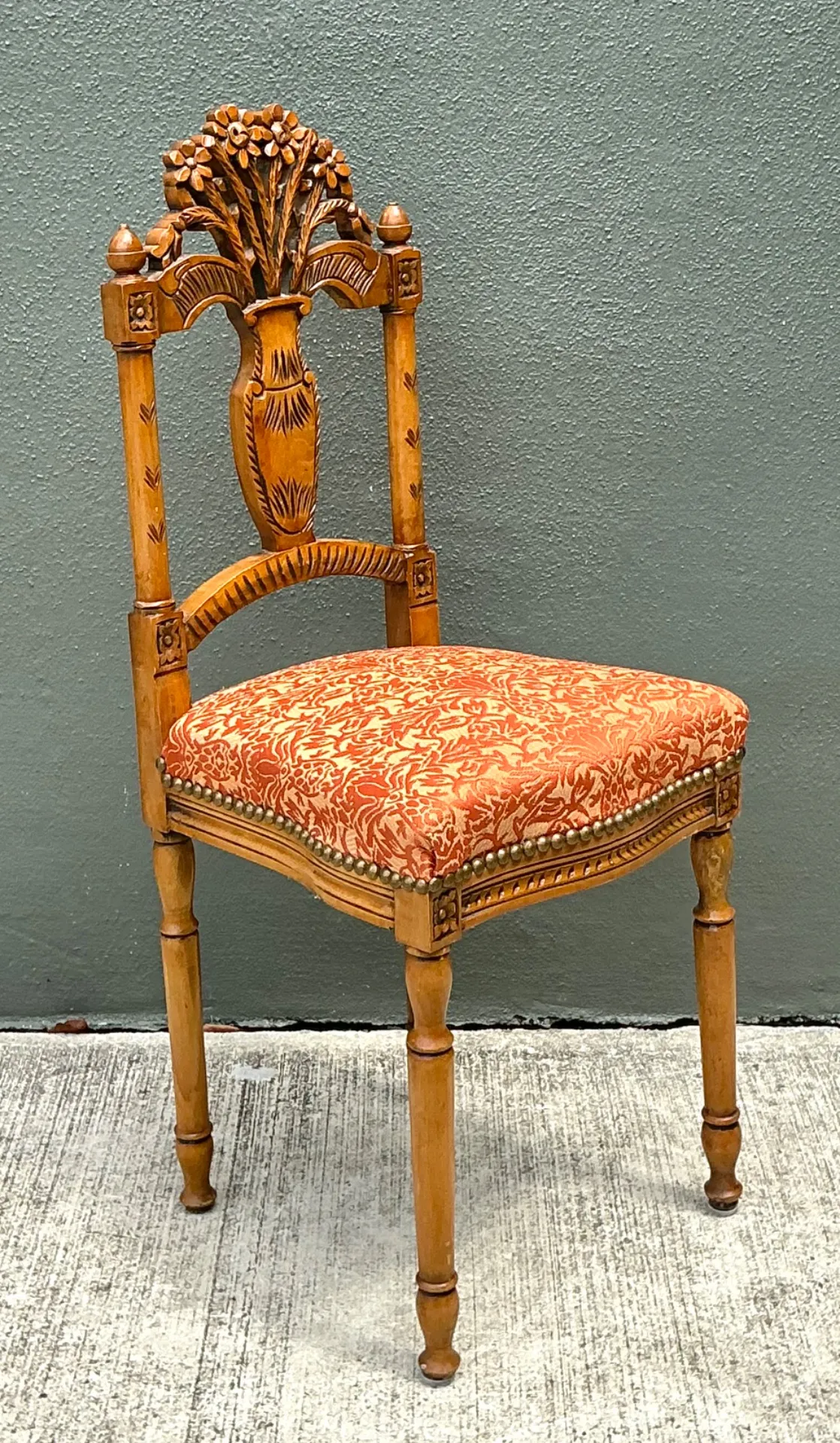 Vintage Wood Chair with Floral Carving — additional photo 5