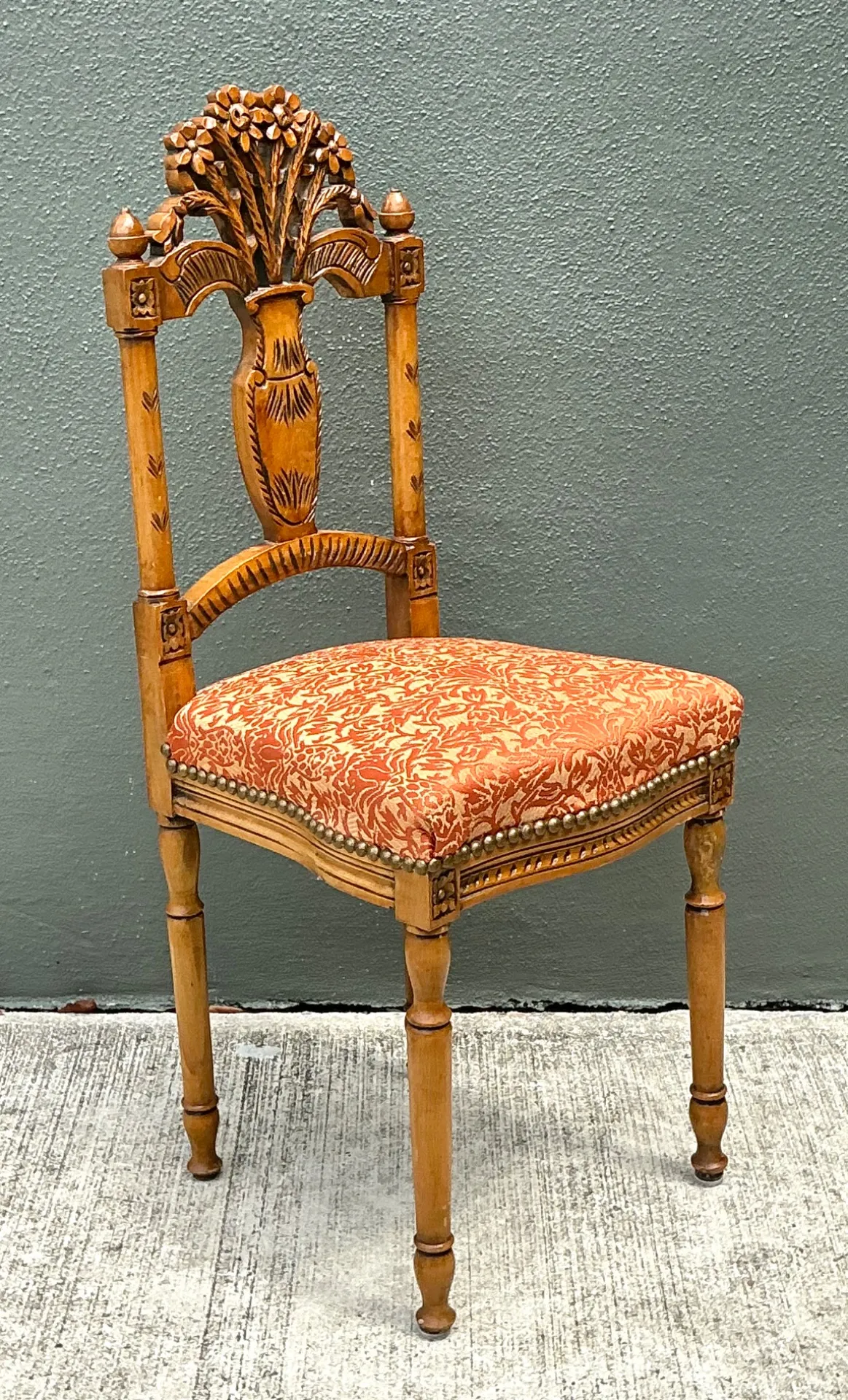 Vintage Wood Chair with Floral Carving — additional photo 7