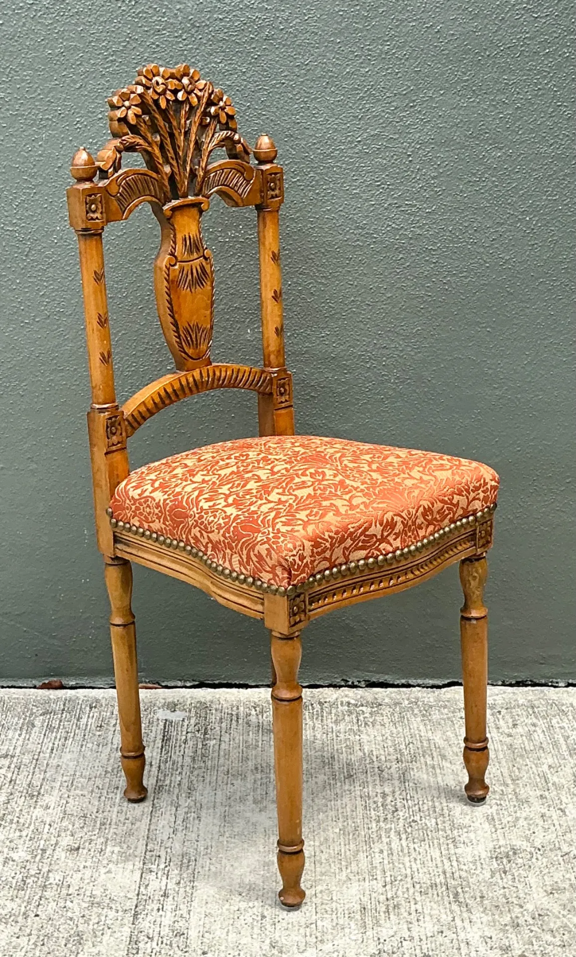 Vintage Wood Chair with Floral Carving — additional photo 8