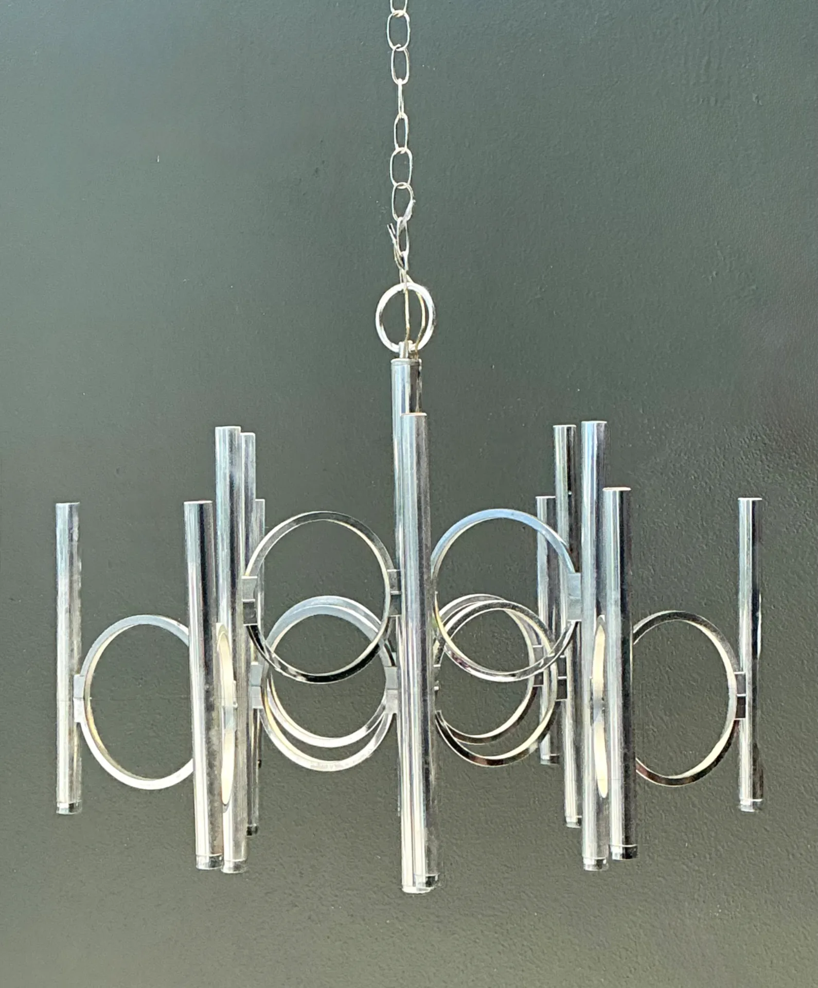 Vintage Scolari For Lightolier Chrome Chandelier — additional photo 3