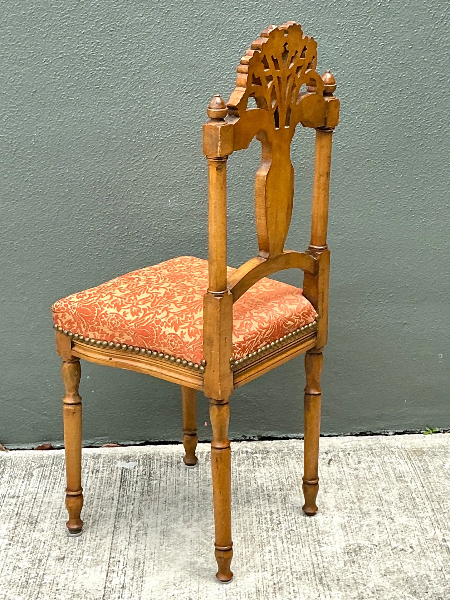 Vintage Wood Chair with Floral Carving — additional photo 4