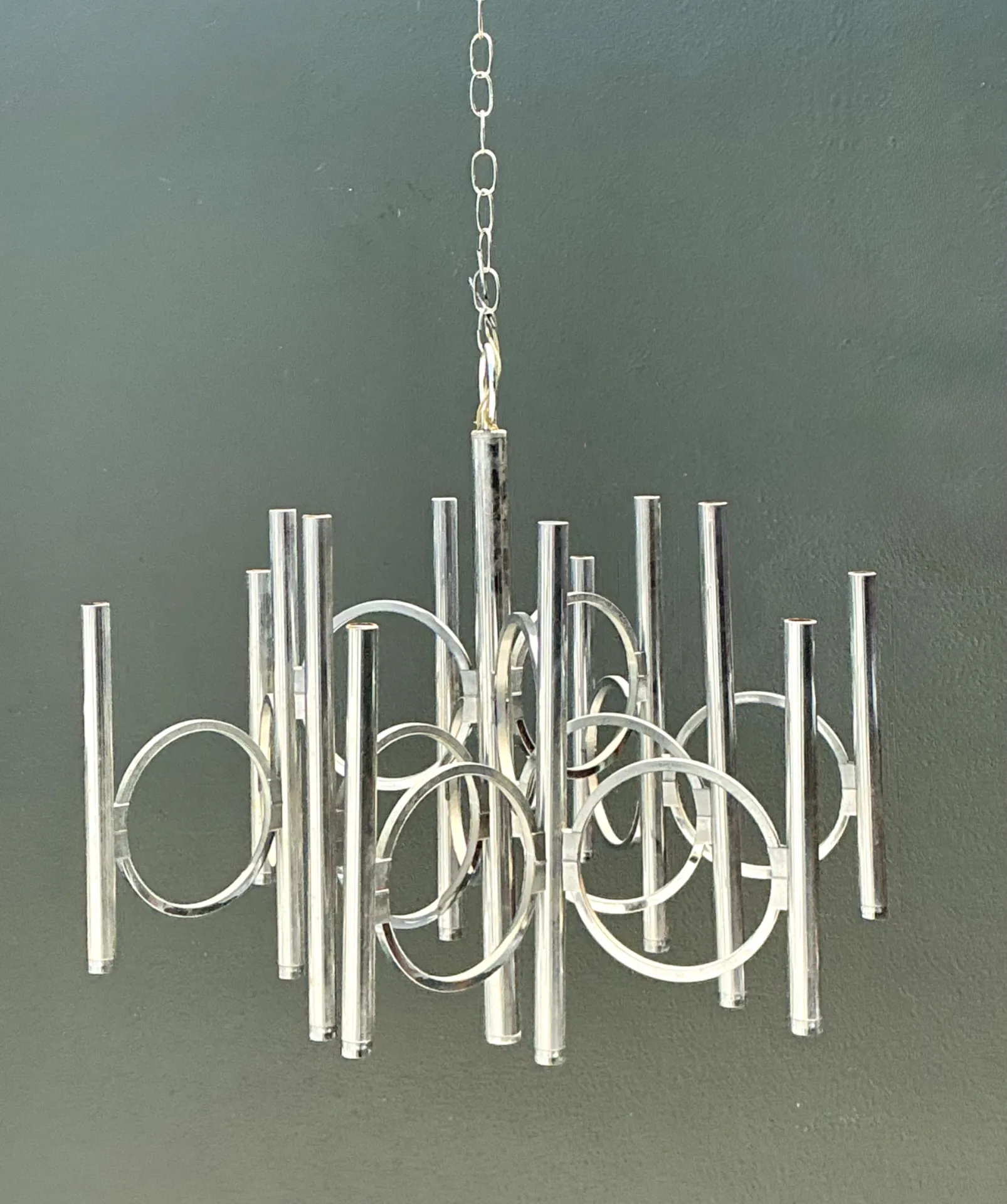 Vintage Scolari For Lightolier Chrome Chandelier — additional photo 6