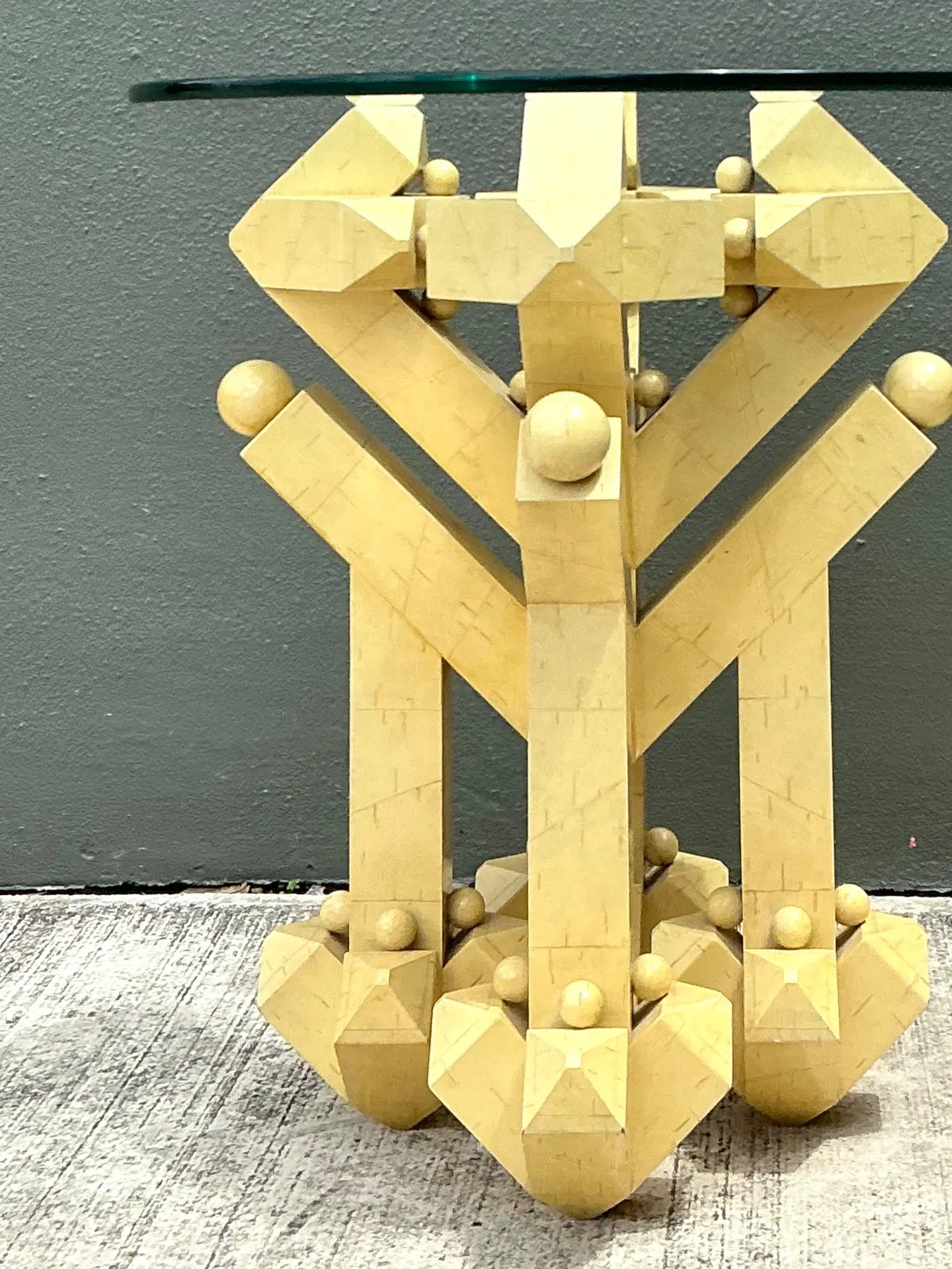 Vintage Postmodern Abstract Wood and Glass Table — additional photo 6