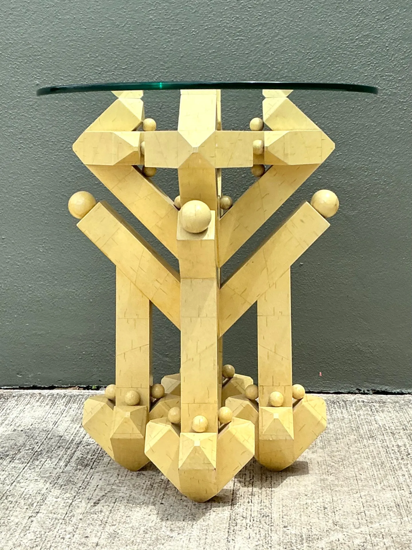Vintage Postmodern Abstract Wood and Glass Table — additional photo 1