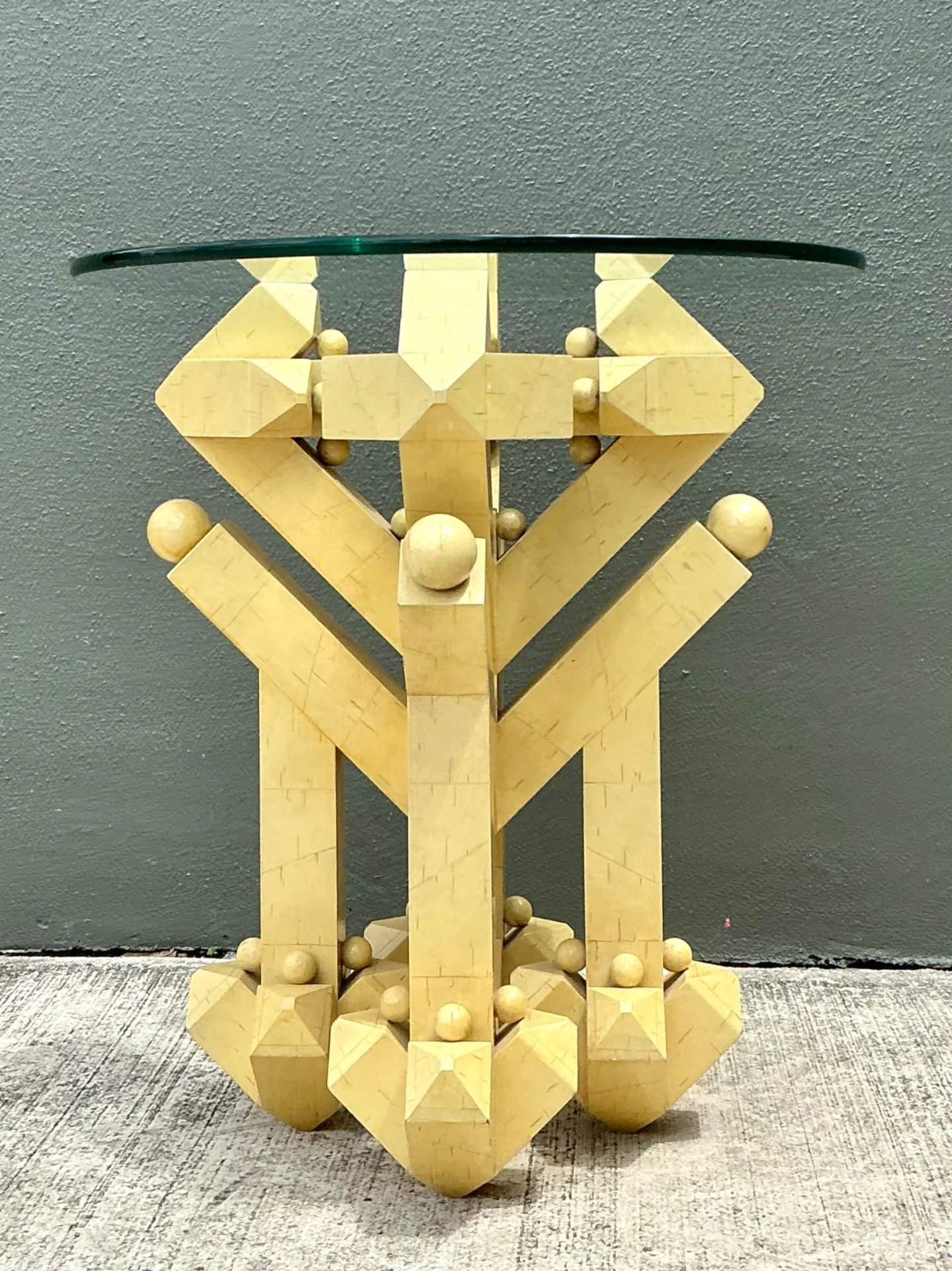 Vintage Postmodern Abstract Wood and Glass Table — additional photo 3