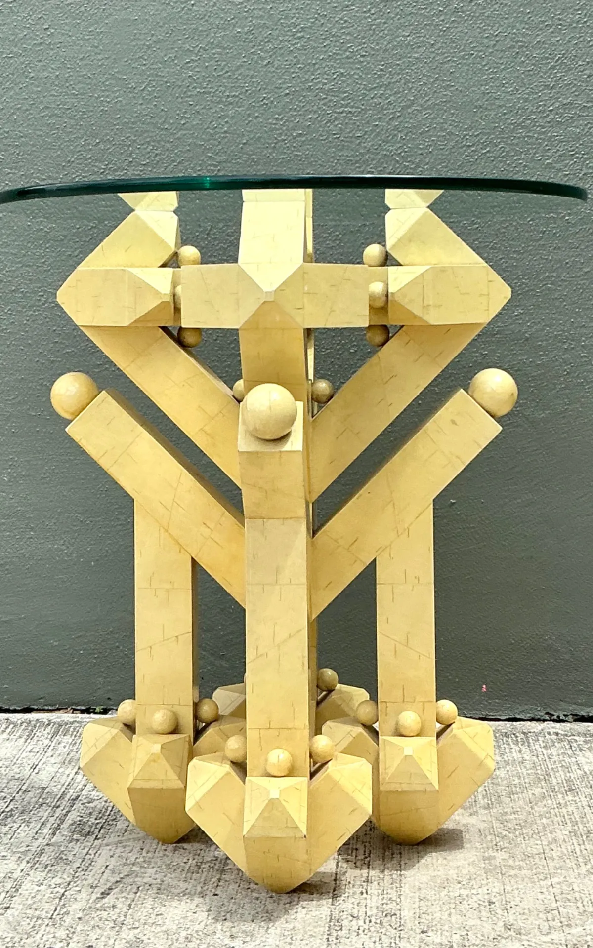Vintage Postmodern Abstract Wood and Glass Table — additional photo 3
