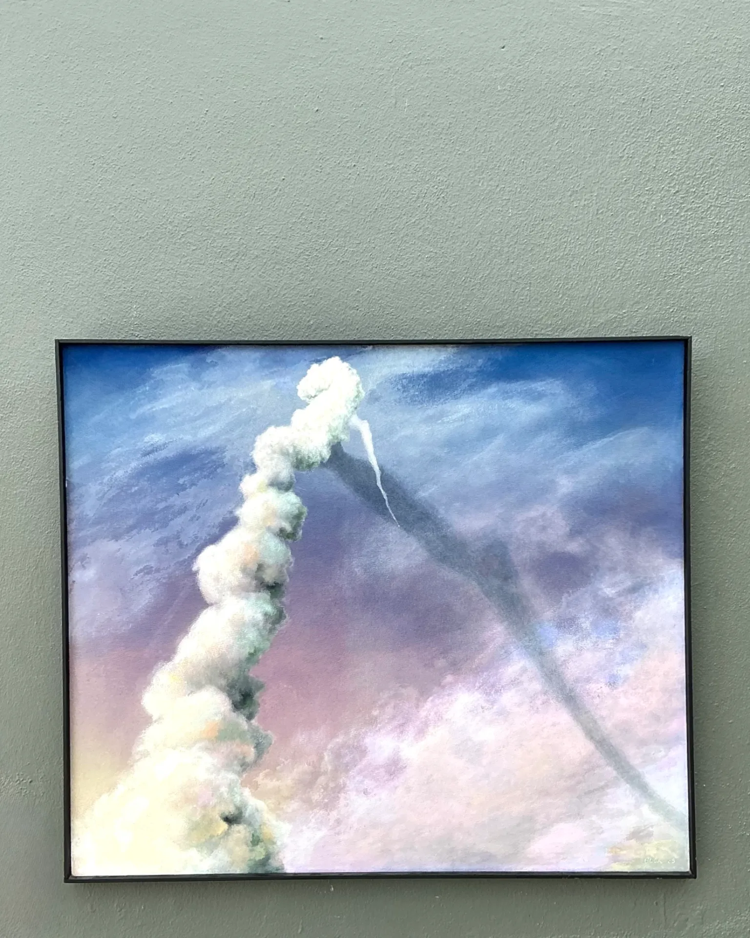 Vintage 1988 Challenger Smoke Plume Original Oil On Canvas — additional photo 3