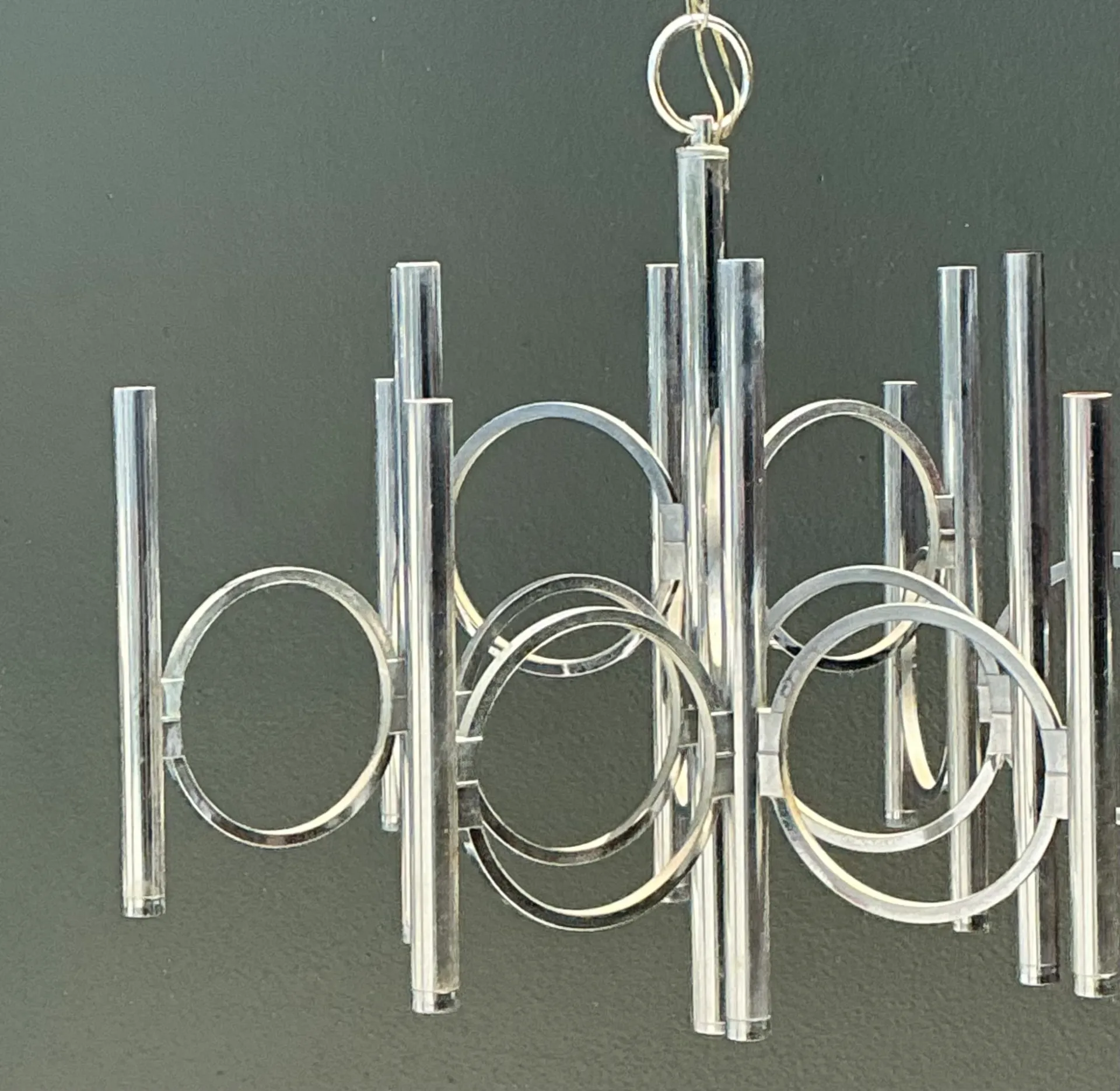 Vintage Scolari For Lightolier Chrome Chandelier — additional photo 2