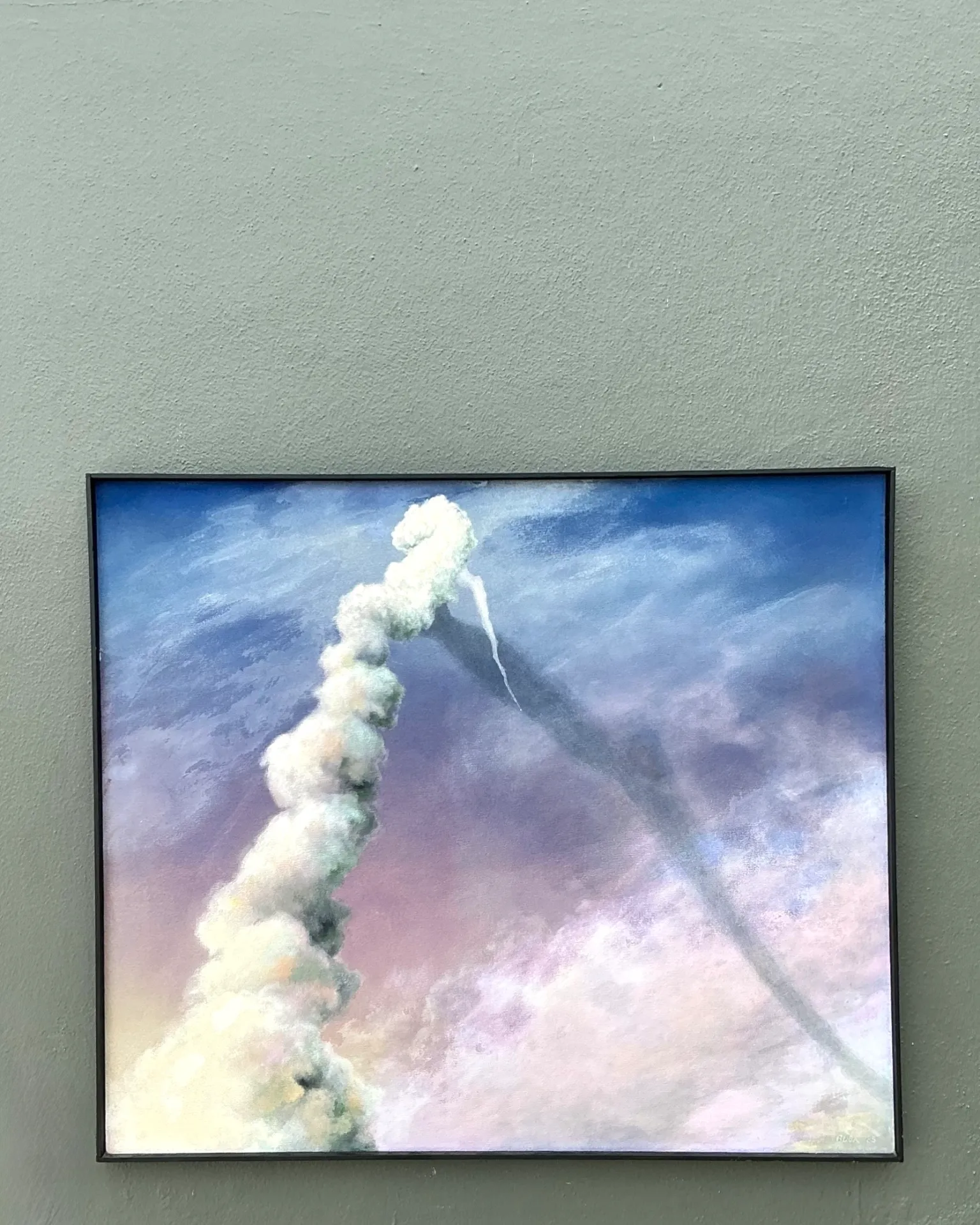 Vintage 1988 Challenger Smoke Plume Original Oil On Canvas — additional photo 2