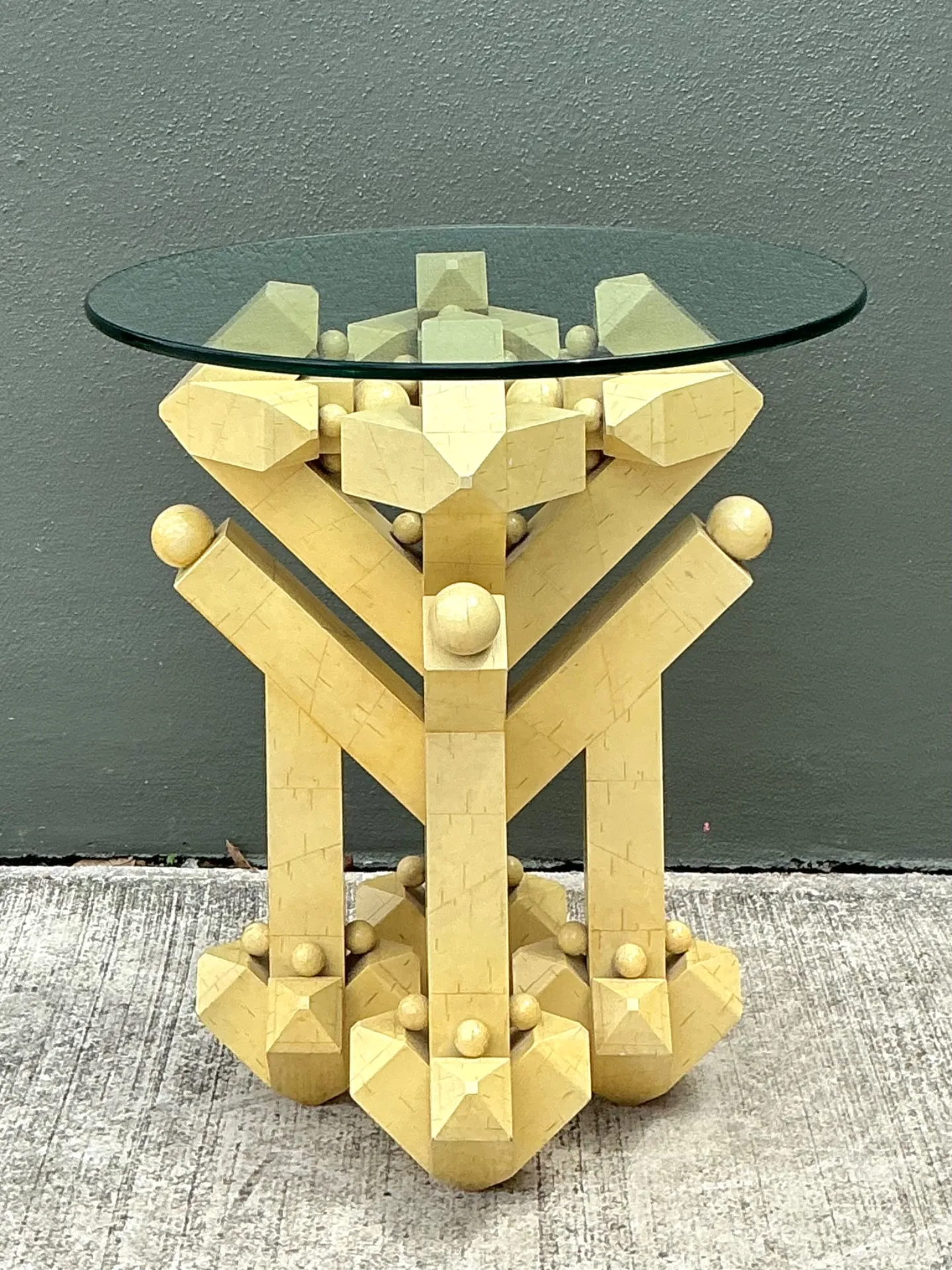 Vintage Postmodern Abstract Wood and Glass Table — additional photo 4