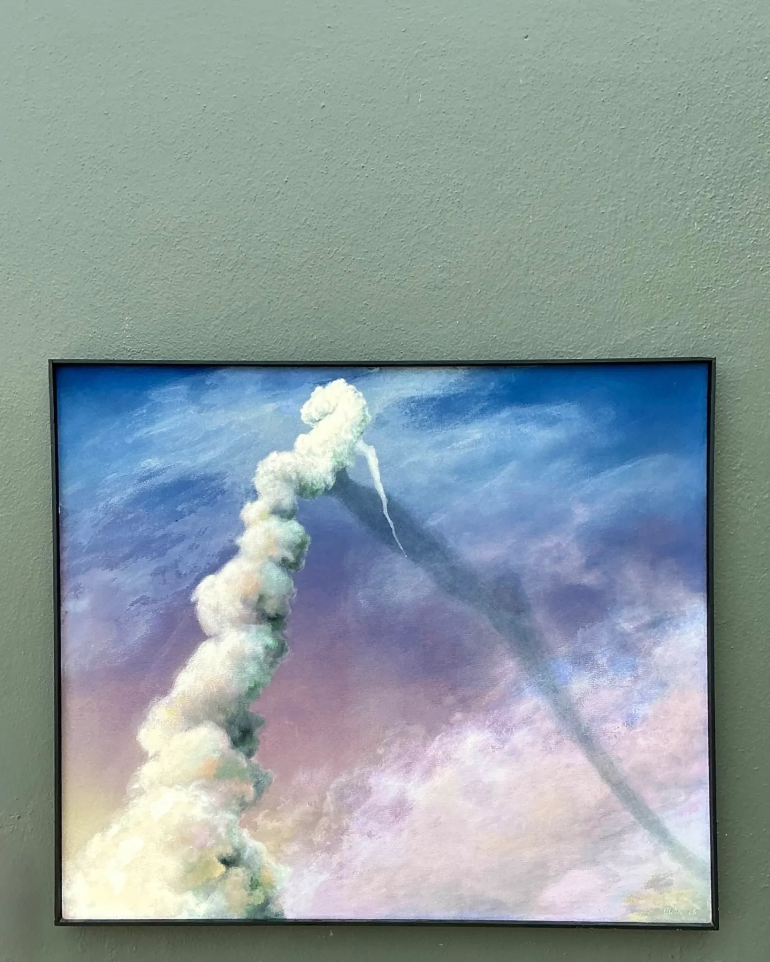 Vintage 1988 Challenger Smoke Plume Original Oil On Canvas — additional photo 1