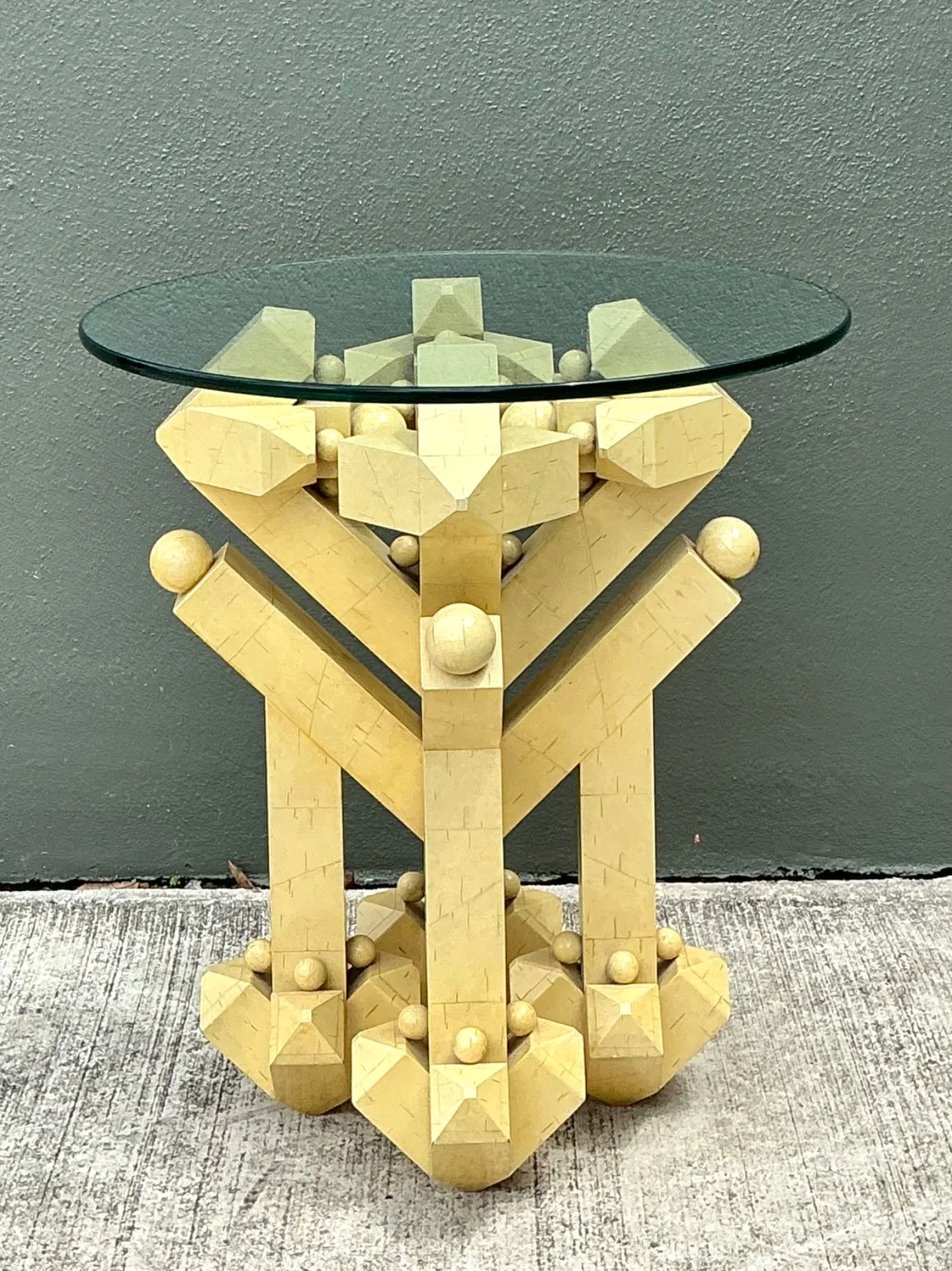 Vintage Postmodern Abstract Wood and Glass Table — additional photo 5