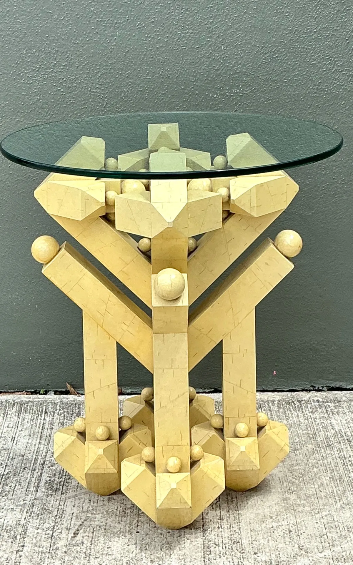 Vintage Postmodern Abstract Wood and Glass Table — additional photo 5