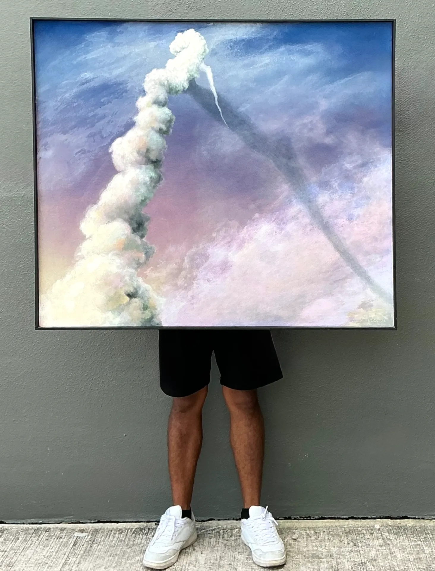 Vintage 1988 Challenger Smoke Plume Original Oil On Canvas — additional photo 4